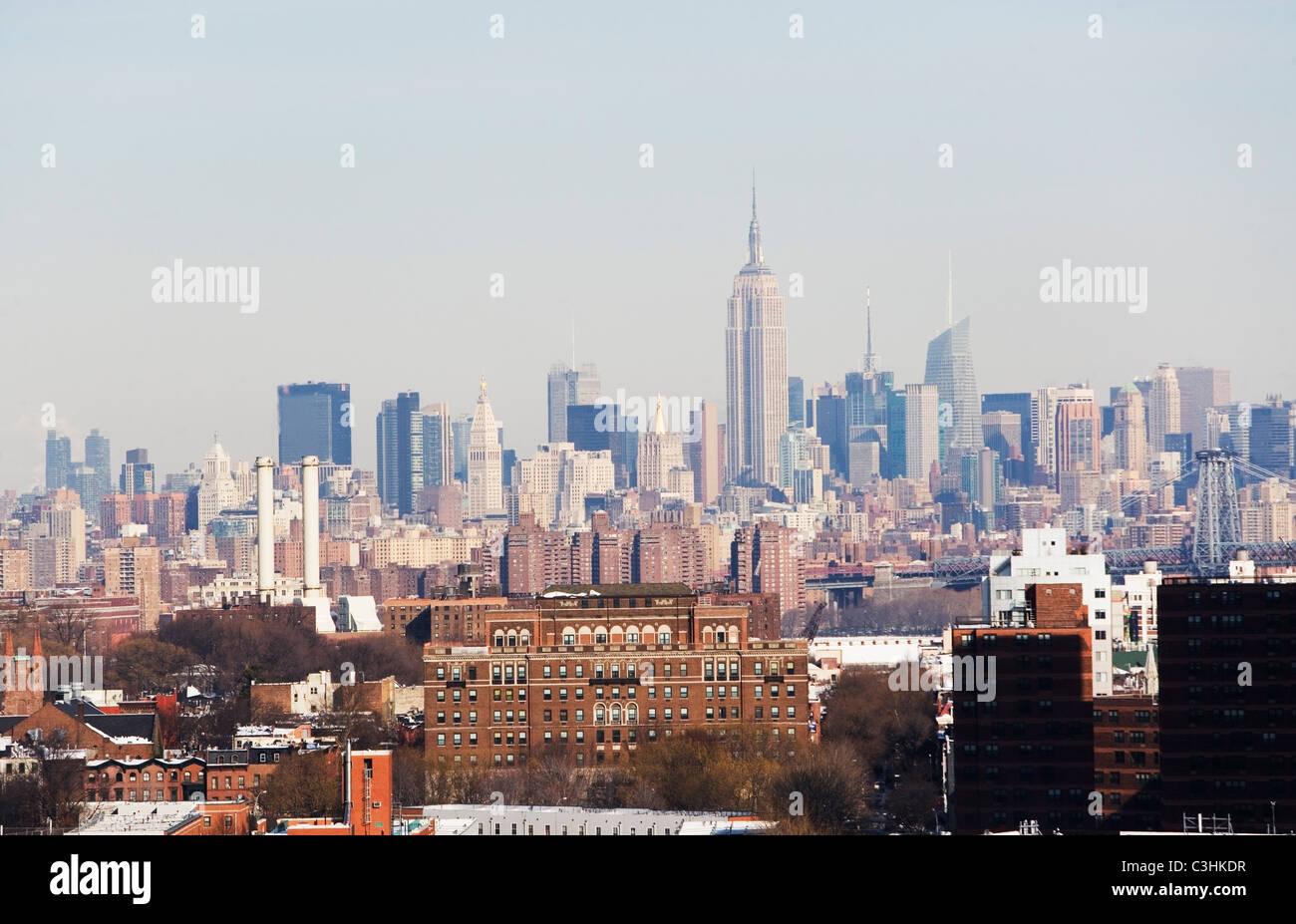 USA, New York City, Brooklyn, Skyline von Manhattan Stockfoto