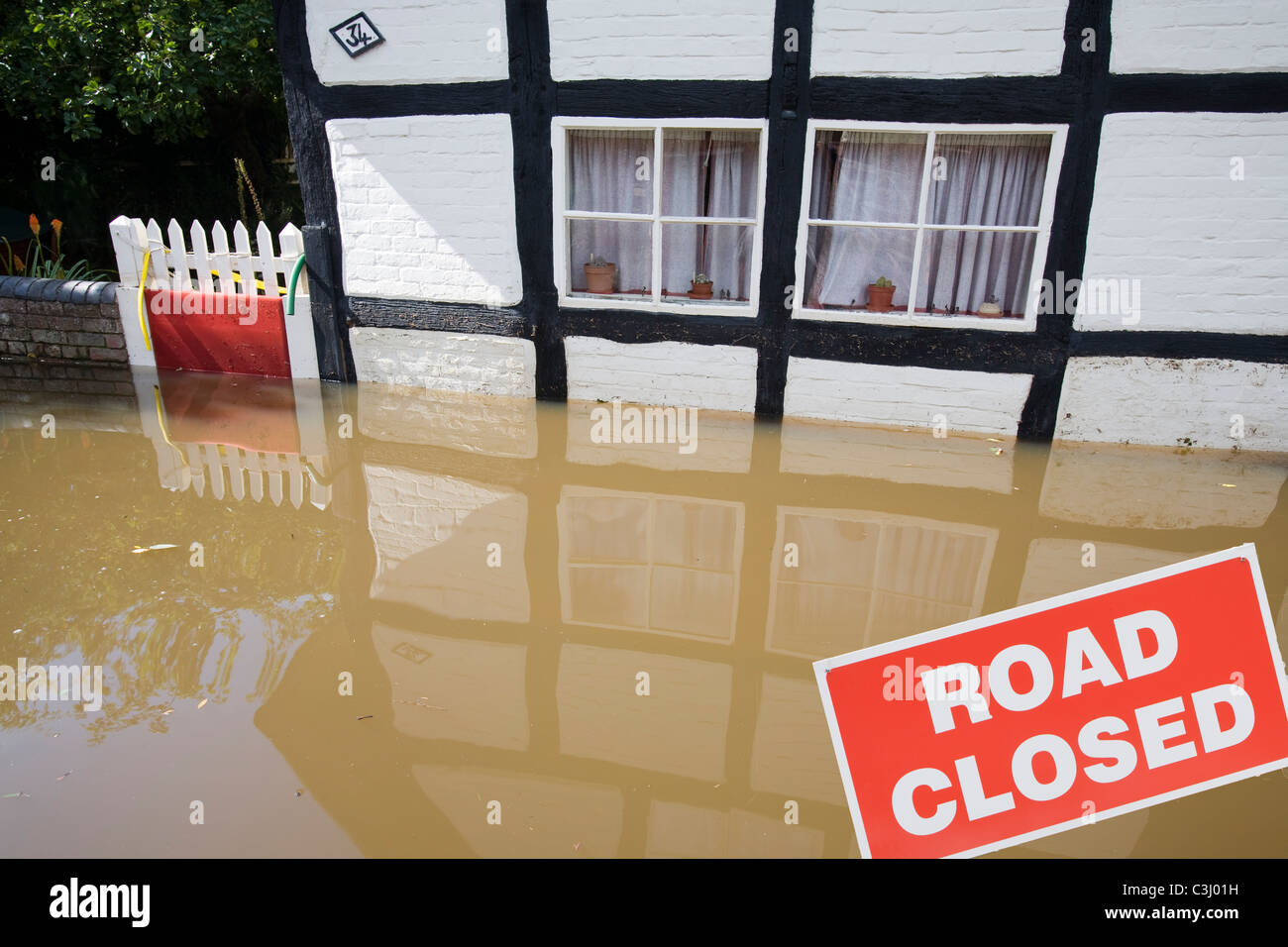 Überschwemmungen in Tewkesbury, Großbritannien. Stockfoto