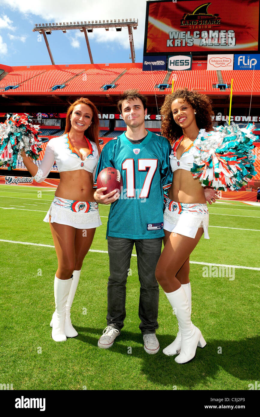 Kris Allen DSDS erscheint im Land Shark Stadium vor seinem Auftritt an der Miami Dolphins Heckklappe Partei Miami, Stockfoto