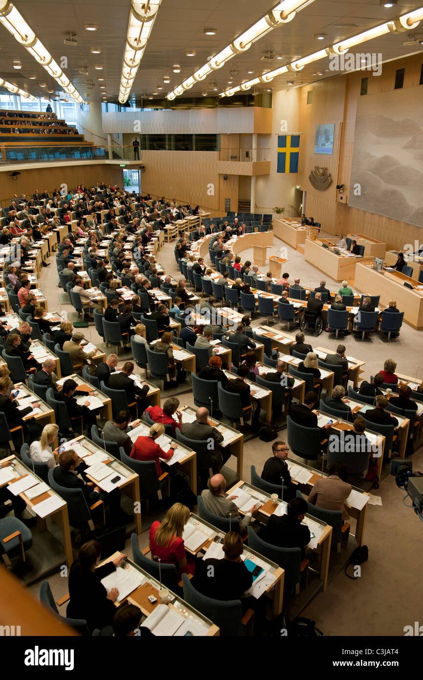 Schwedens Parlament in Sitzung Stockfoto