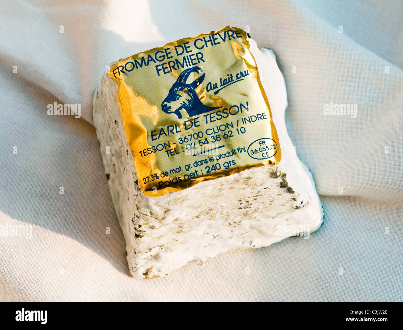 Bauernhof machte pyramidenförmigen Ziegenkäse / Fromage de Chevre - Frankreich. Stockfoto