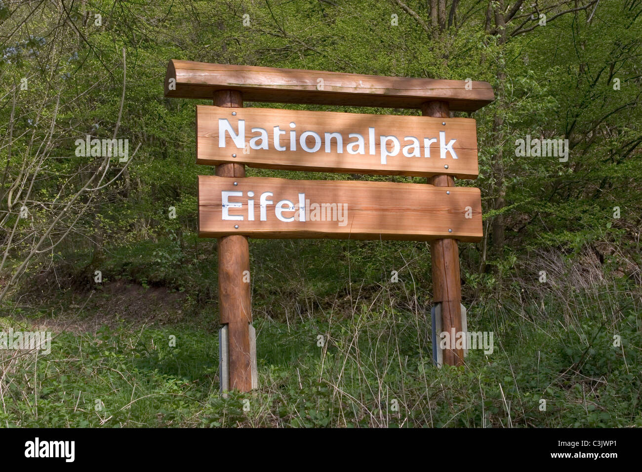 Nationalpark Eifel, Nationalpark, Hinweisschild, Wegweiser Stockfoto