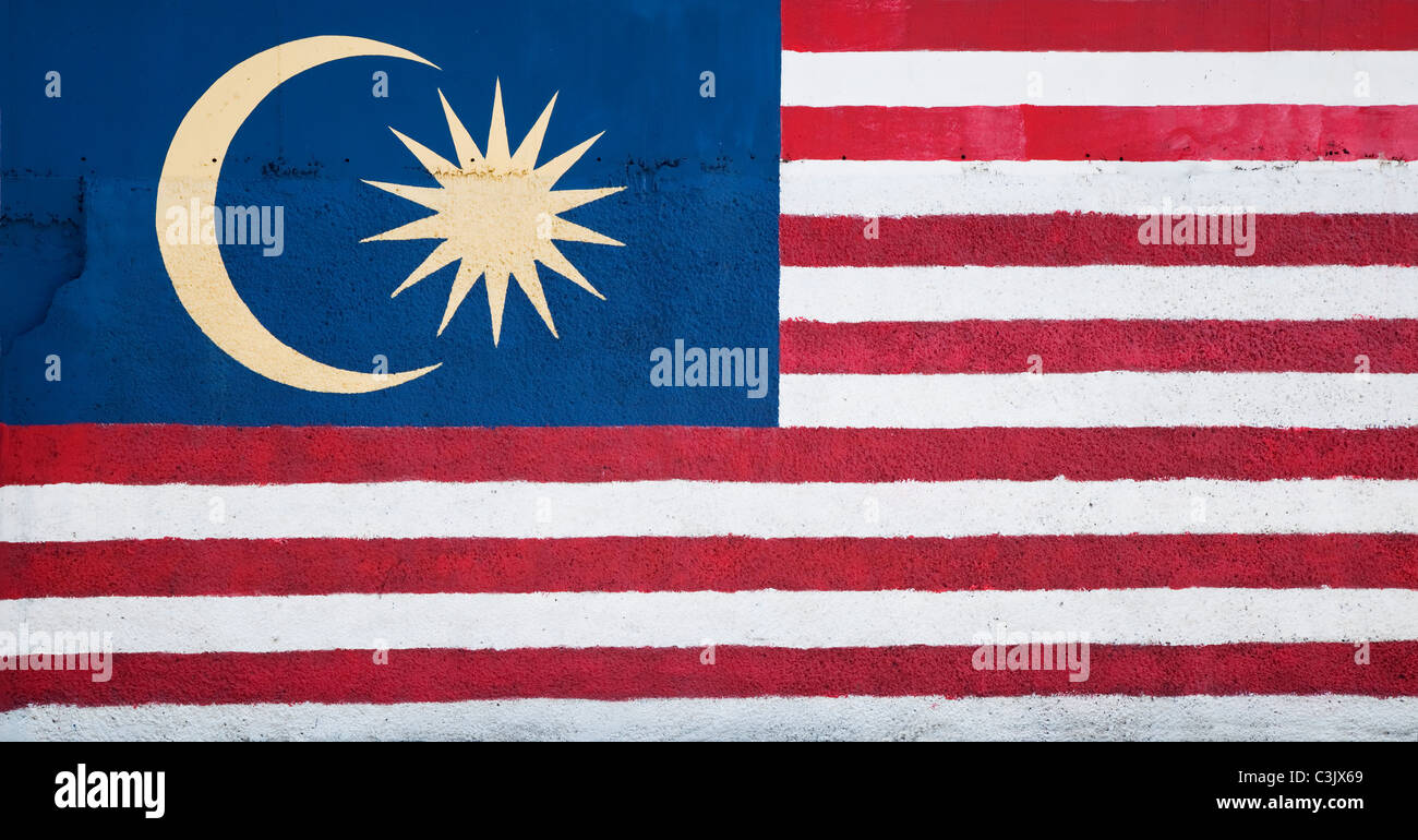 Eine bemalte malaysische Flagge Stockfoto