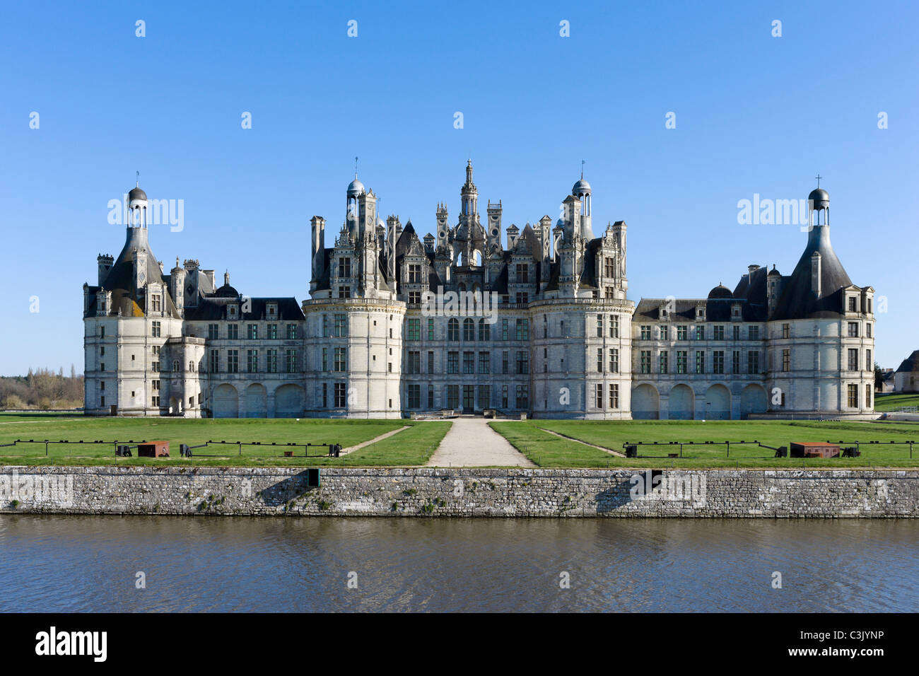 Der Nord-Westfassade des Chateau de Chambord, Val de Loire, Touraine, Frankreich Stockfoto