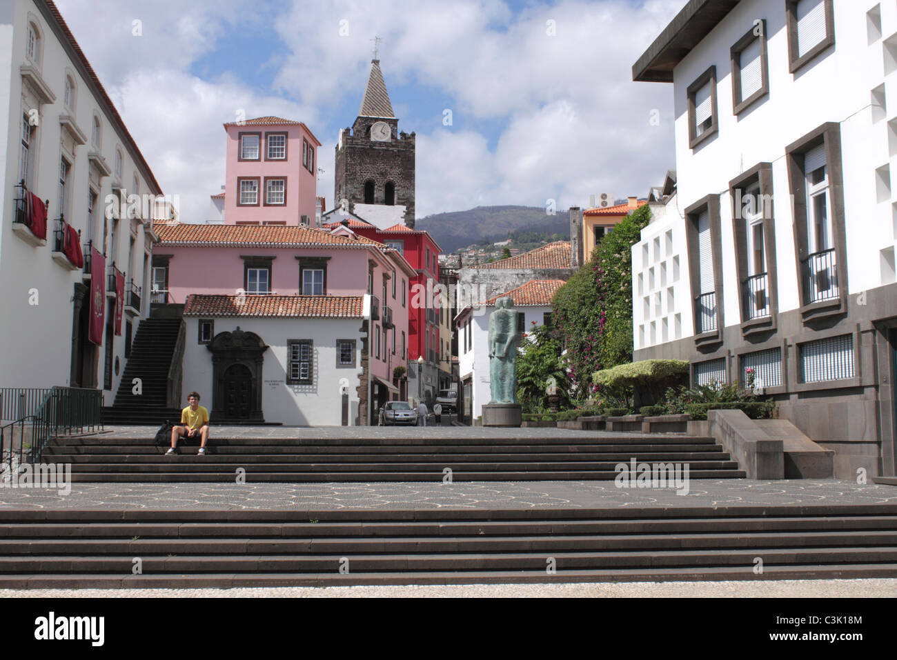 Landtages und Statue Funchal Madeira Stockfoto