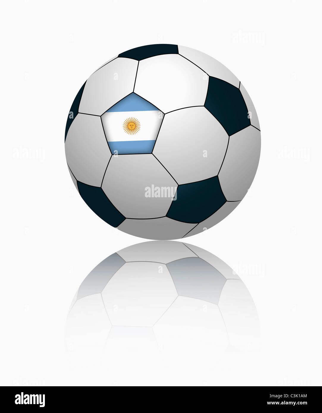 Argentinische Flagge auf Fußball, Nahaufnahme Stockfoto