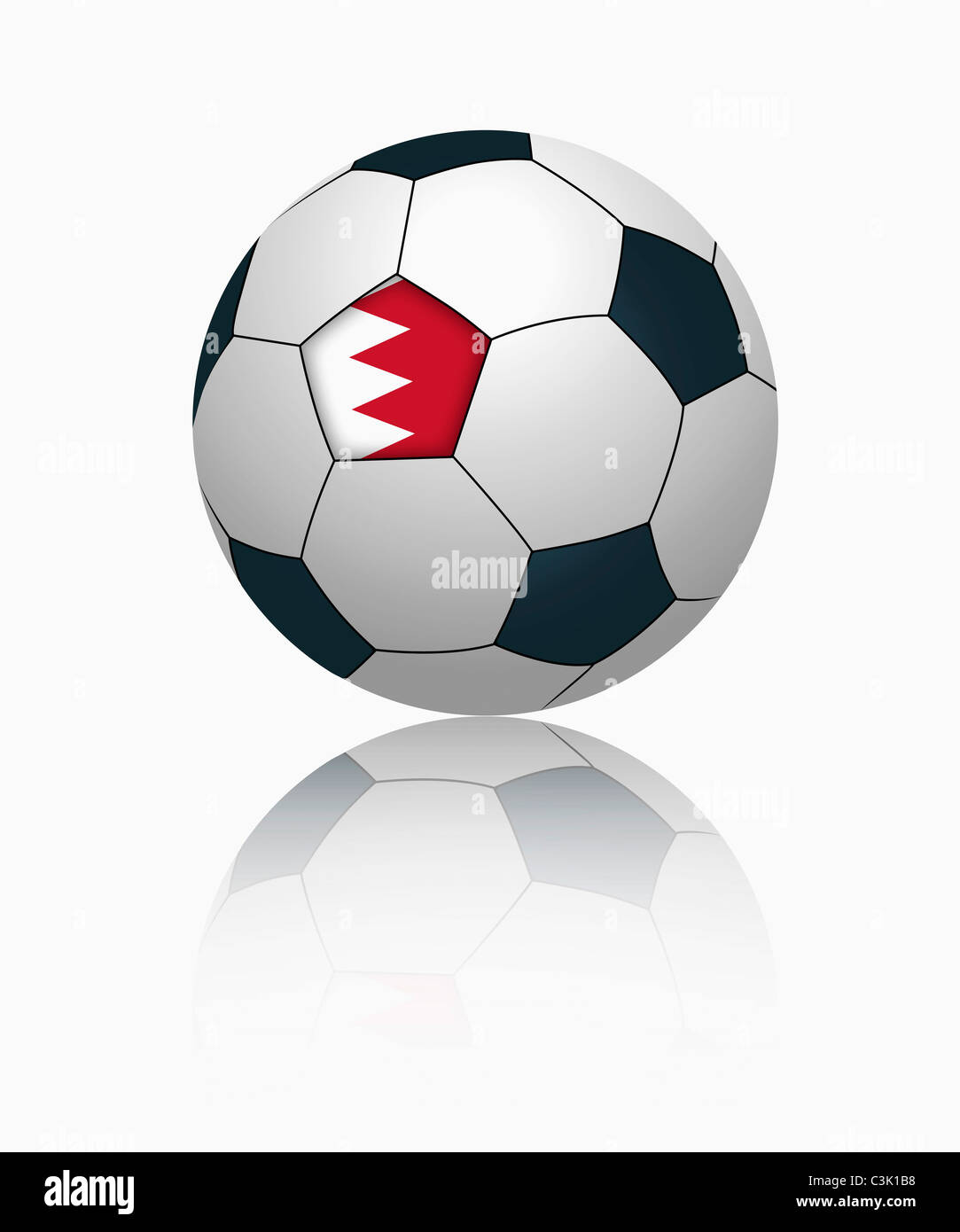Bahrain Flagge auf Fußball, Nahaufnahme Stockfoto