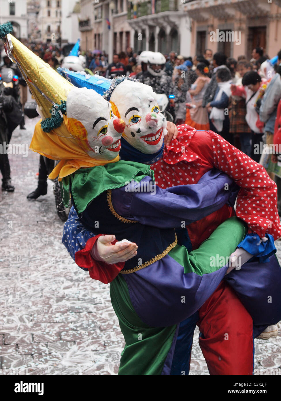 Der jährliche Karnevalsumzug in den Straßen von Quito in Ecuador Stockfoto