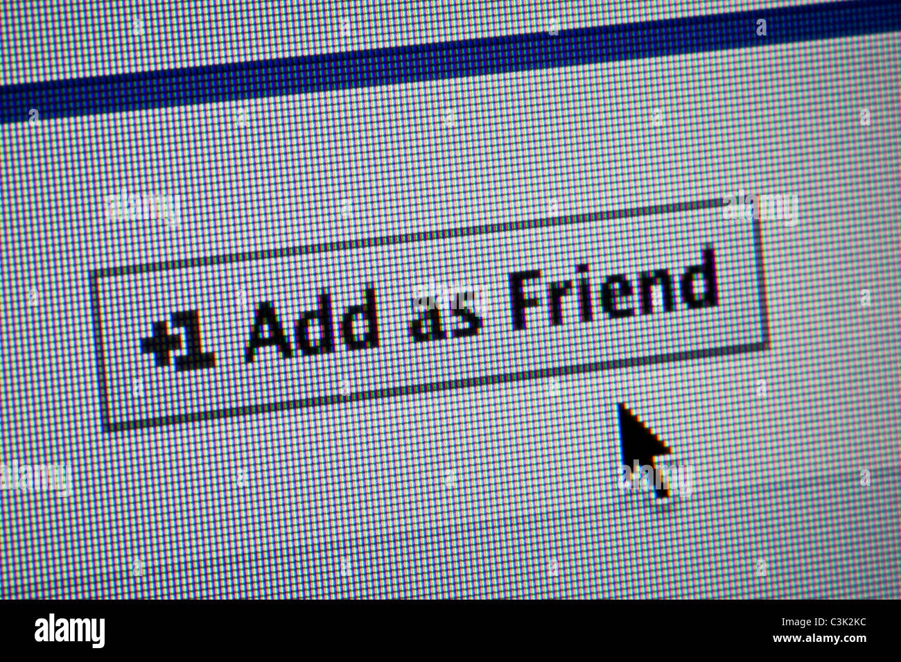 Nahaufnahme von der Facebook + 1 "als Freund hinzufügen" klicken. (Nur zur redaktionellen Verwendung: print, TV, e-Book und redaktionelle Webseite). Stockfoto
