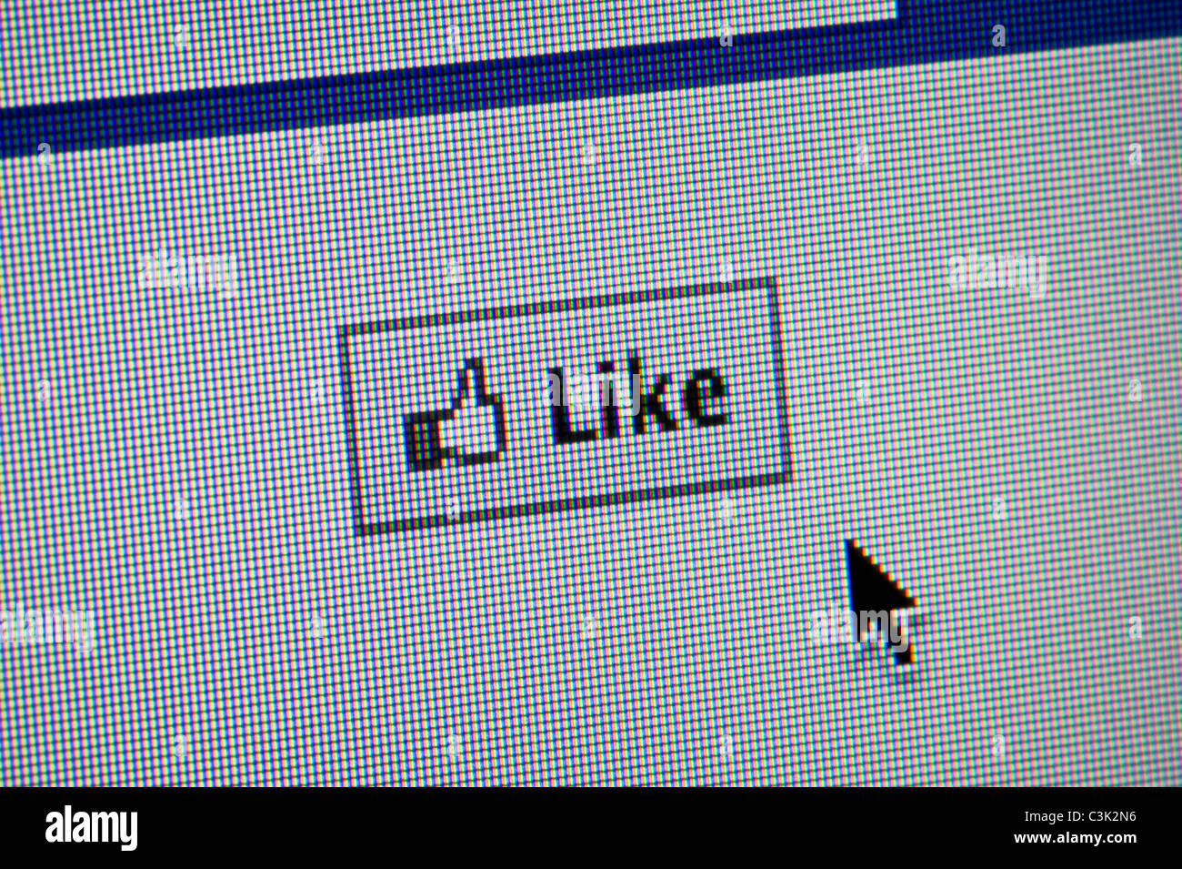 Nahaufnahme der Facebook "gefällt mir" Button. (Nur zur redaktionellen Verwendung: print, TV, e-Book und redaktionelle Webseite). Stockfoto