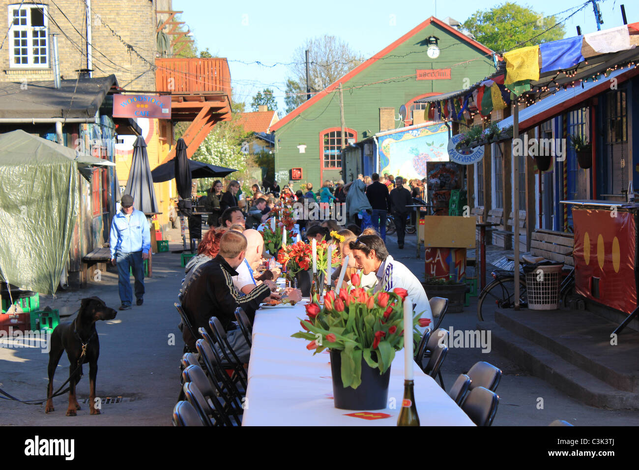 Protest zur Unterstützung von freetown Christiania in Kopenhagen, Dänemark. Christiania schloss im April 2011 seine Türen für die Öffentlichkeit, um über seine Zukunft zu entscheiden. Stockfoto