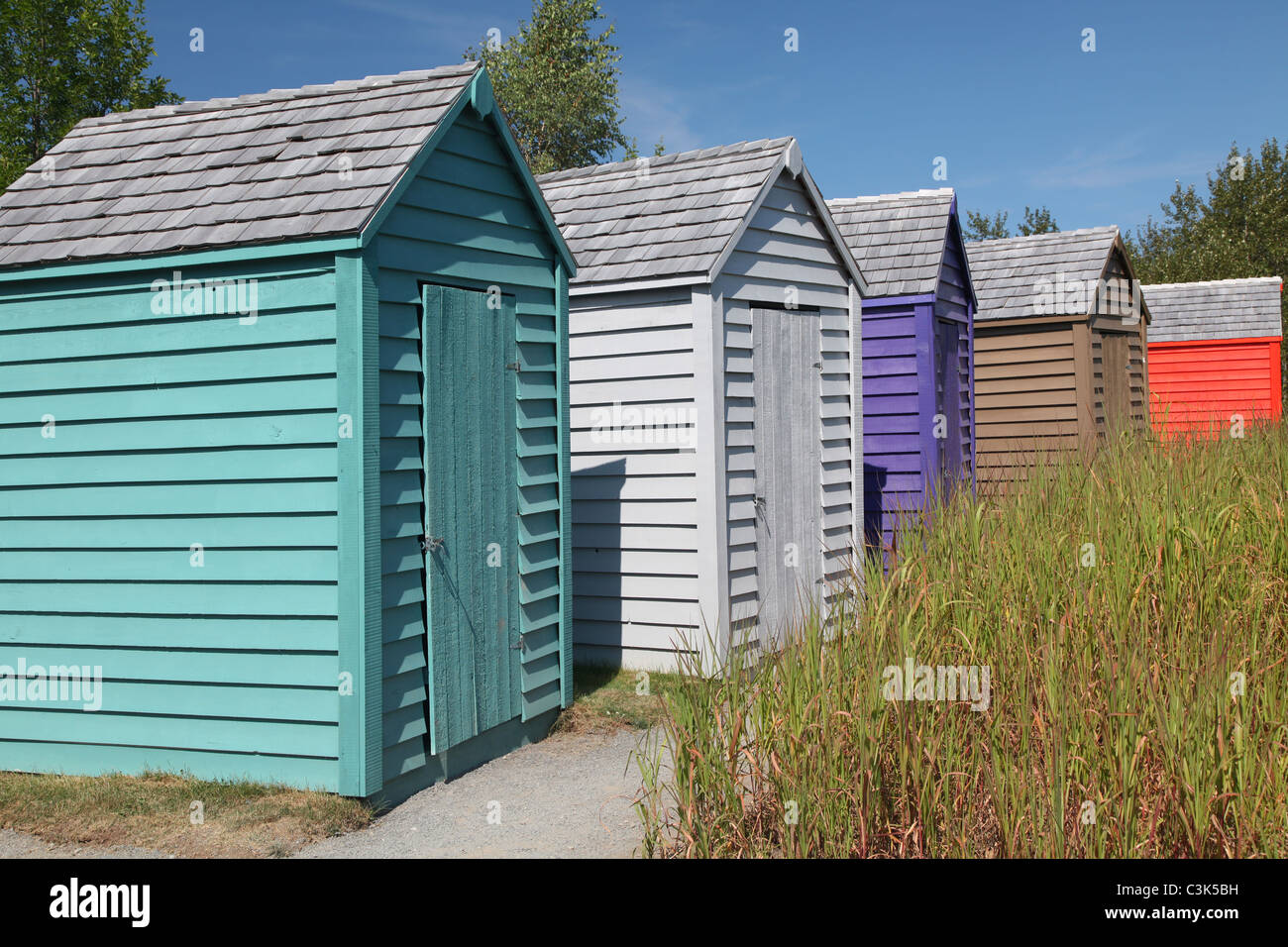 Innovative Gartenentwürfe sind bei der jährlichen Gartenfest in Reford Gärten an der Internationalen Gartenschau präsentiert. Stockfoto