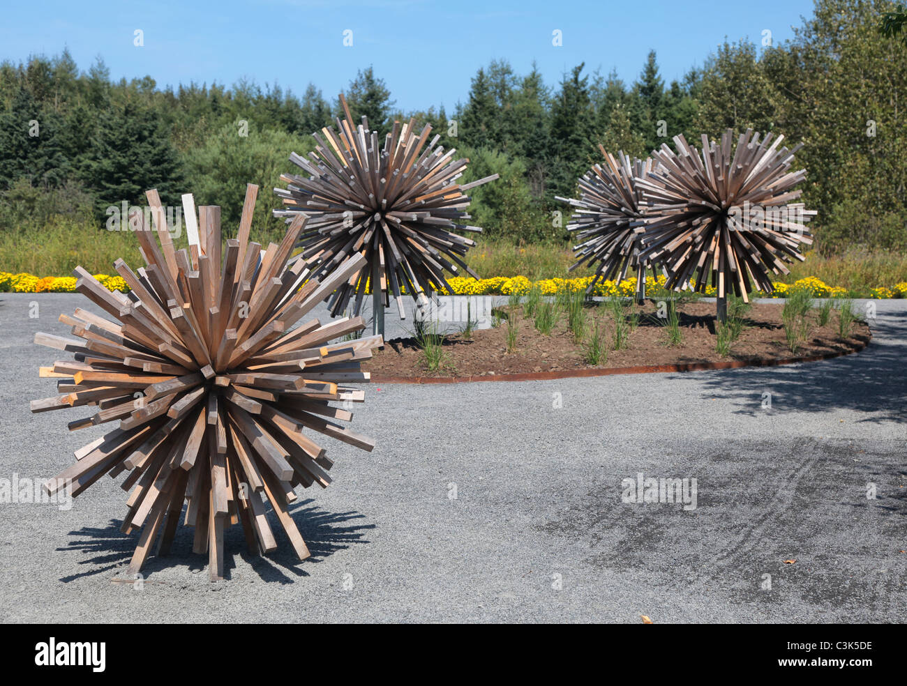 Innovative Gartenentwürfe sind bei der jährlichen Gartenfest in Reford Gärten an der Internationalen Gartenschau präsentiert. Stockfoto