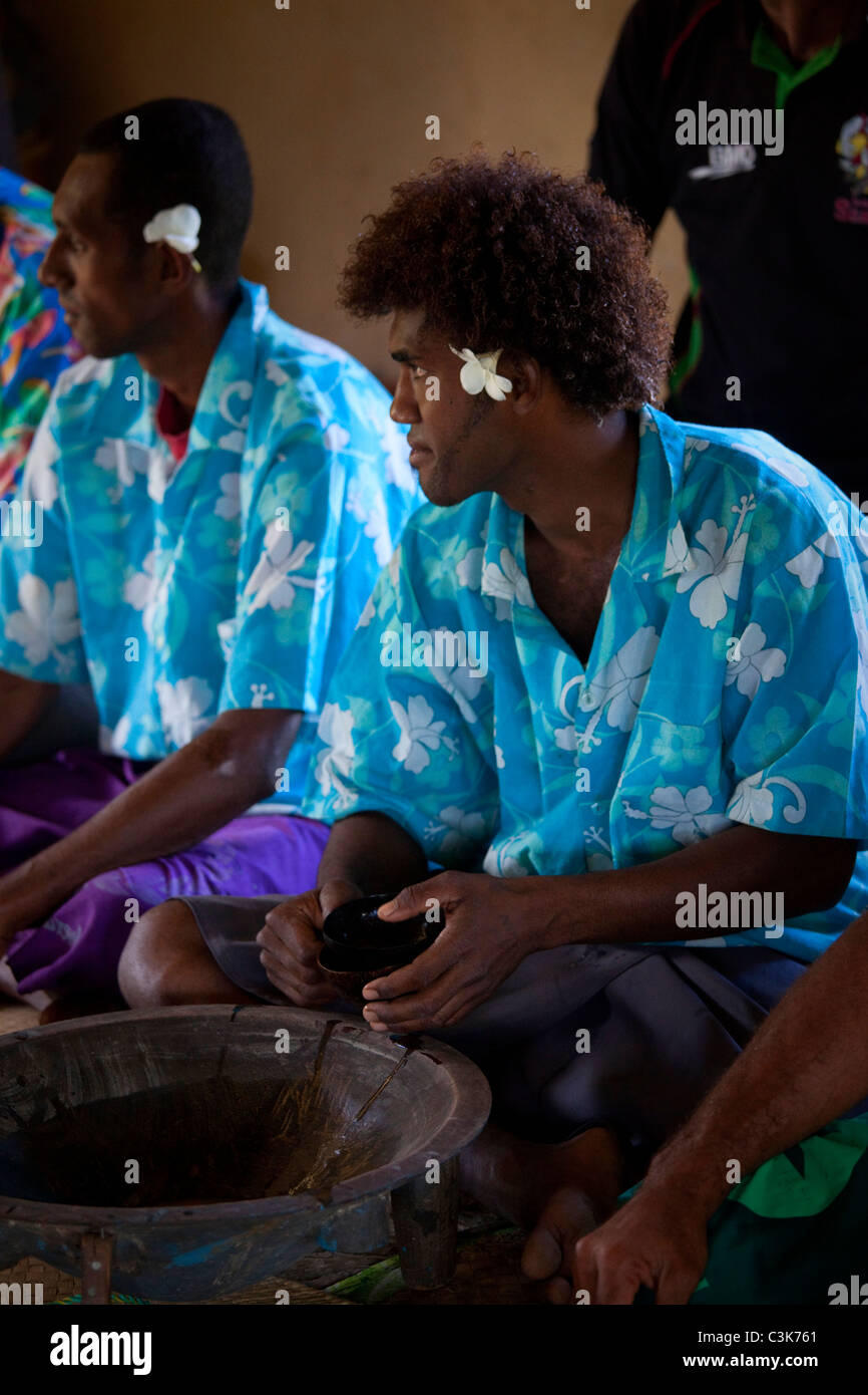 Kava-Zeremonie, Naveyago Dorf, Sigatoka Tal, Viti Levu, Fidschi Stockfoto