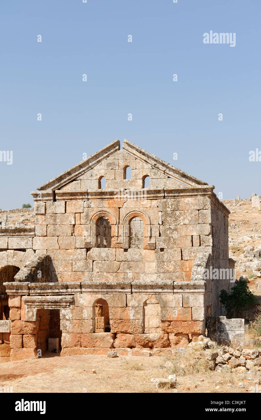 Blick auf das intakte gut erhaltenen Römer Bäder bei den Toten byzantinischen Stadt Serjilla im nordwestlichen Syrien. Stockfoto