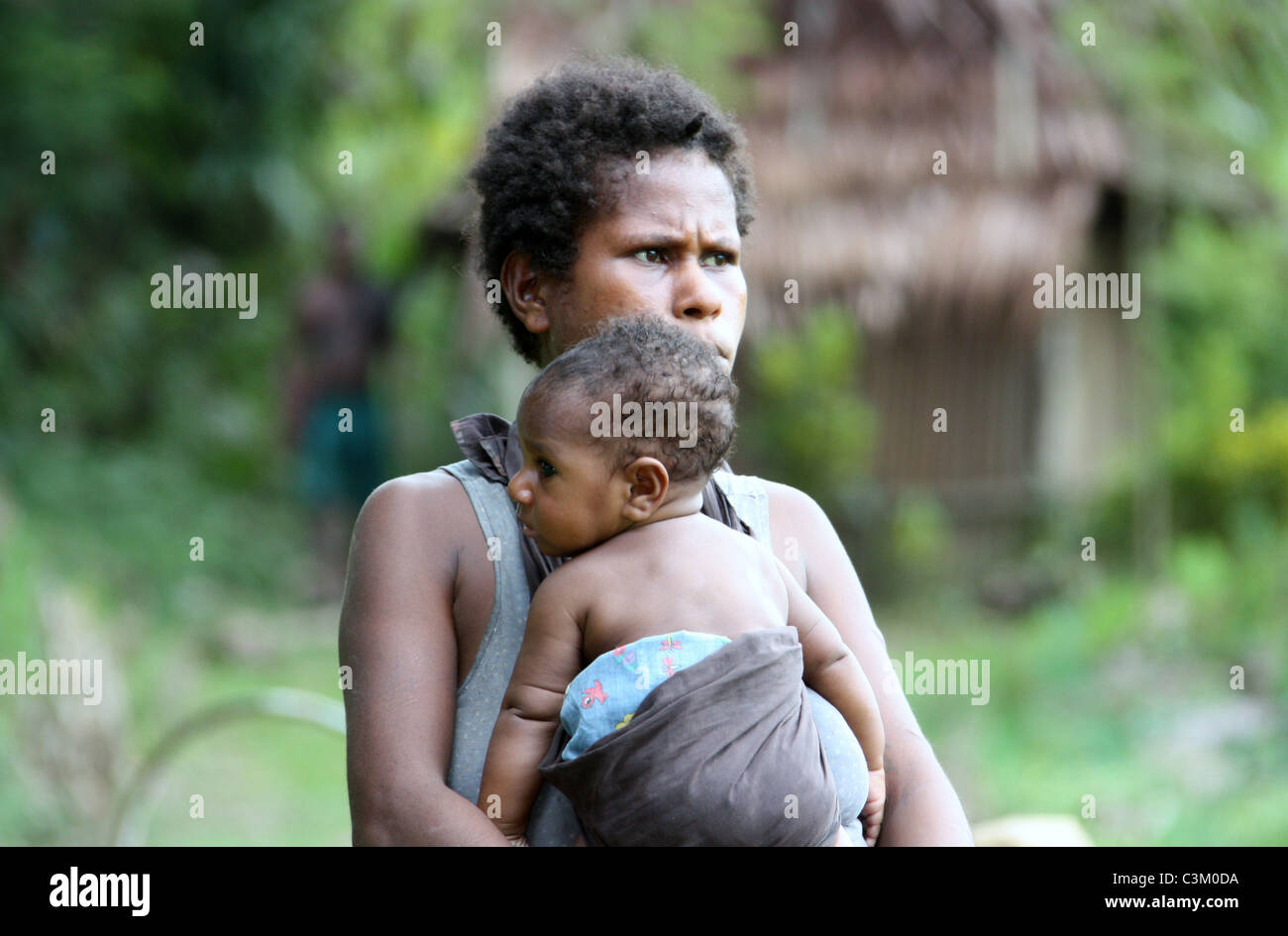 Papua-Mutter und Kind Stockfoto