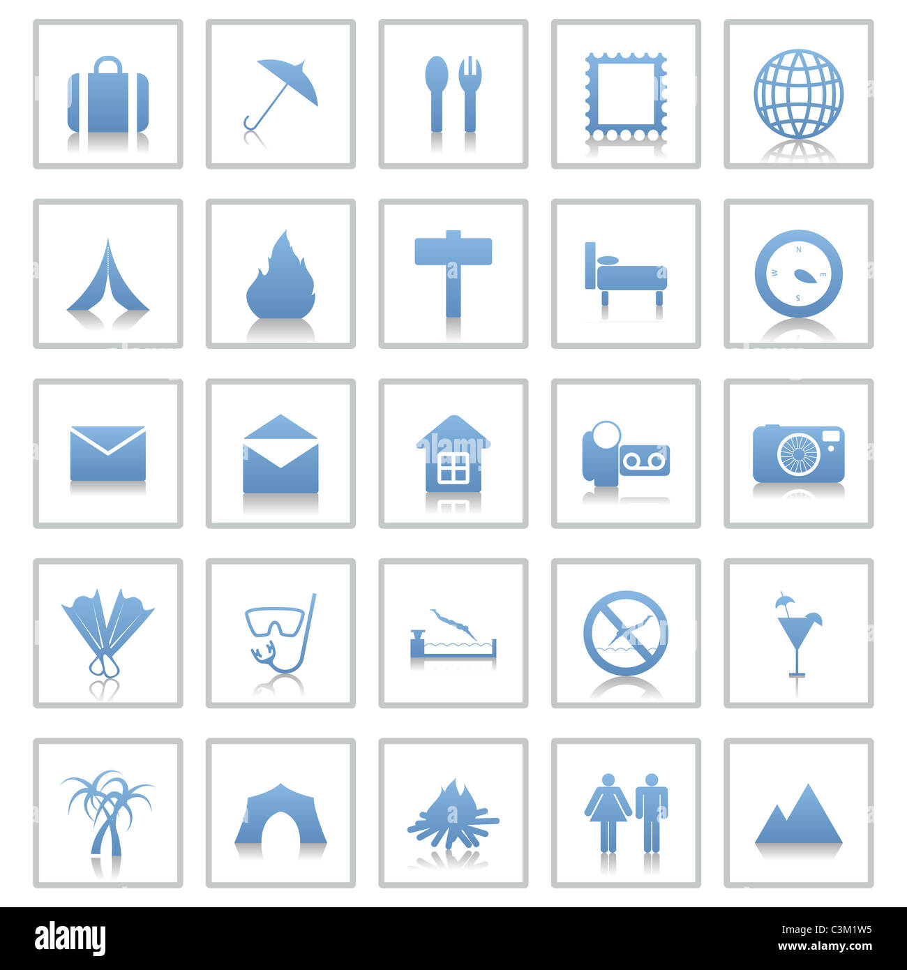 Reise-Set von verschiedenen Vektor-Web-icons Stockfoto