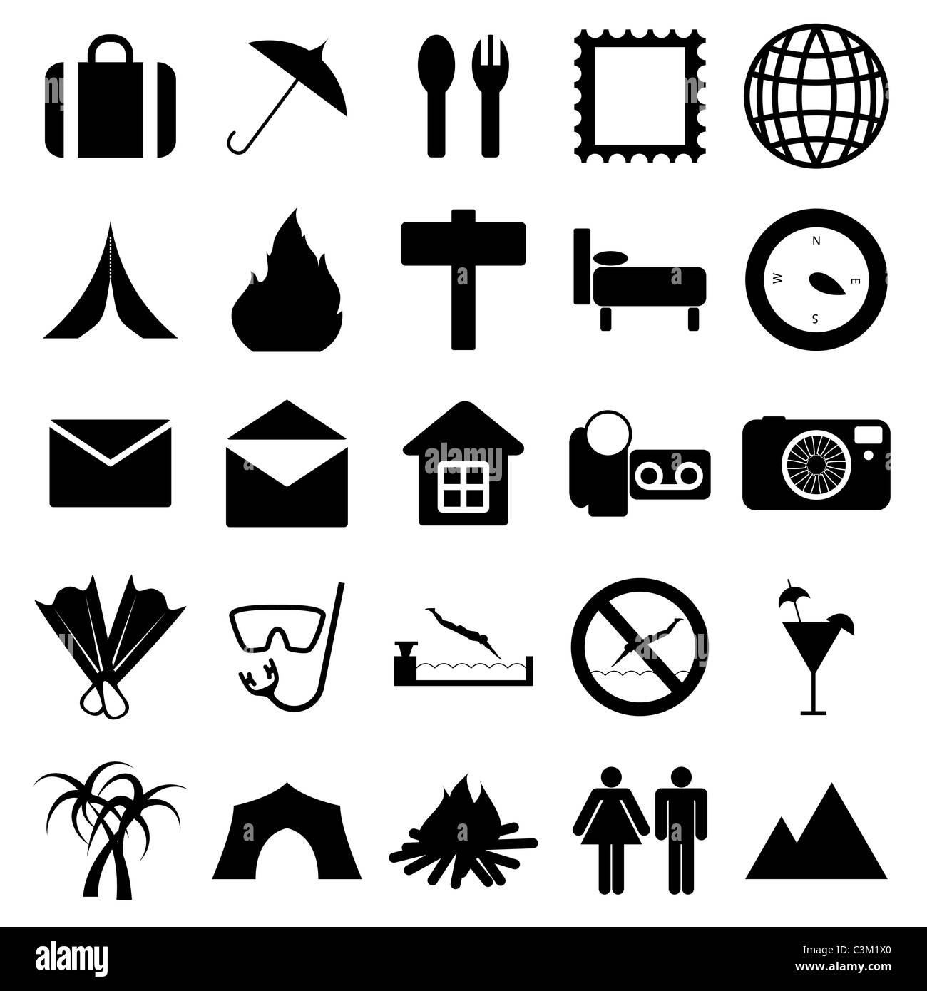 Reise-Set von verschiedenen Vektor-Web-icons Stockfoto