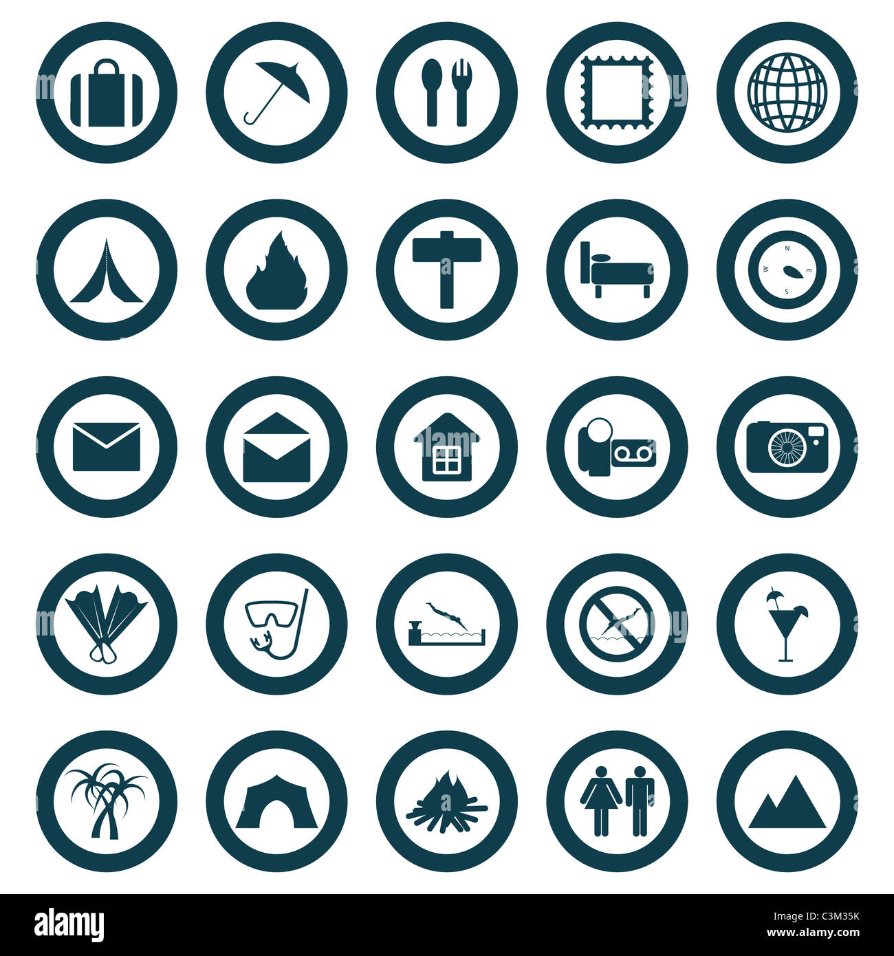 Reise-Set von verschiedenen Vektor-Web-icons Stockfoto