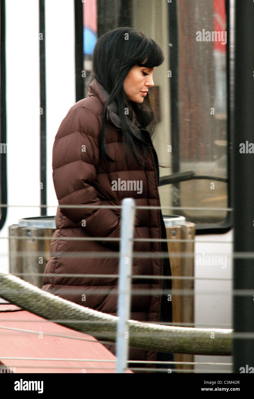 Angelina Jolie auf der Manhattan-set ihres neuen Films "Salt" New York City, USA - 30.12.09 Stockfoto