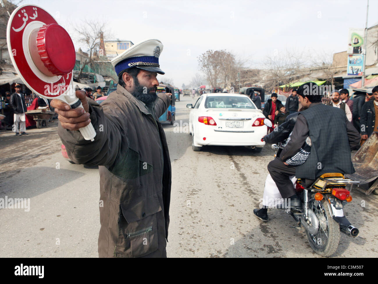 Polizisten bei der Arbeit in Kunduz, Afghanistan Stockfoto