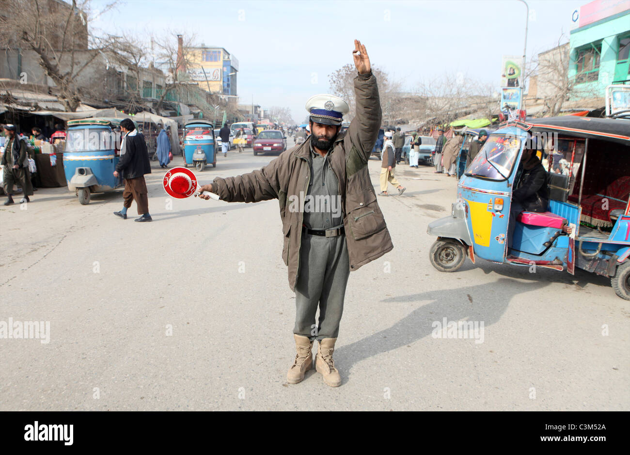 Polizisten bei der Arbeit in Kunduz, Afghanistan Stockfoto