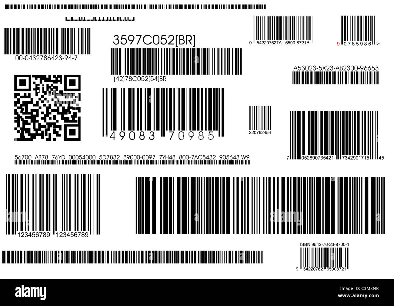 viele Arten standard Barcodes und Sendungsbarcode Stockfotografie Alamy