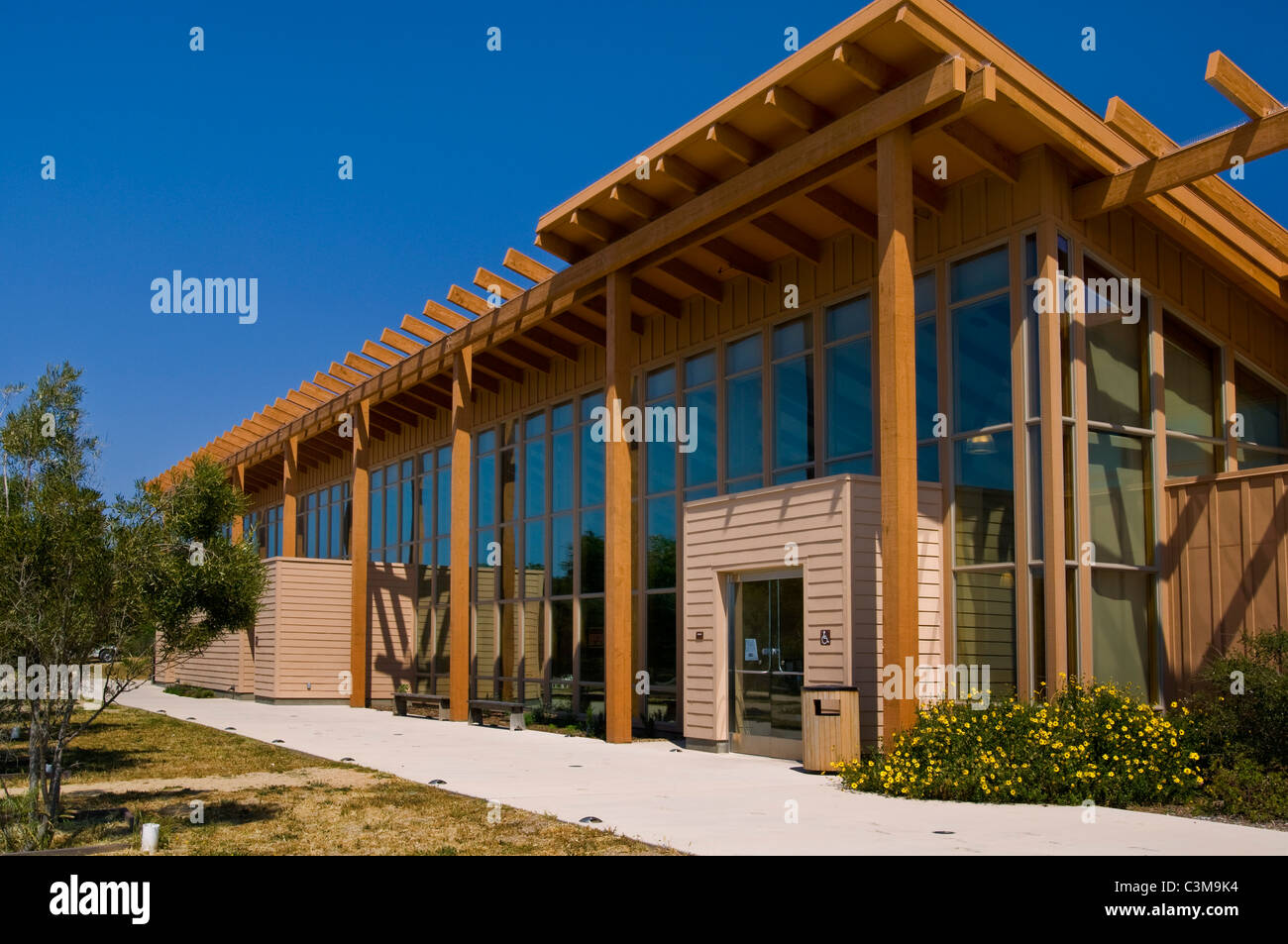 Besucherzentrum, La schmÃ¼cken Mission State Historical Park, in der Nähe von Lompoc, Kalifornien Stockfoto
