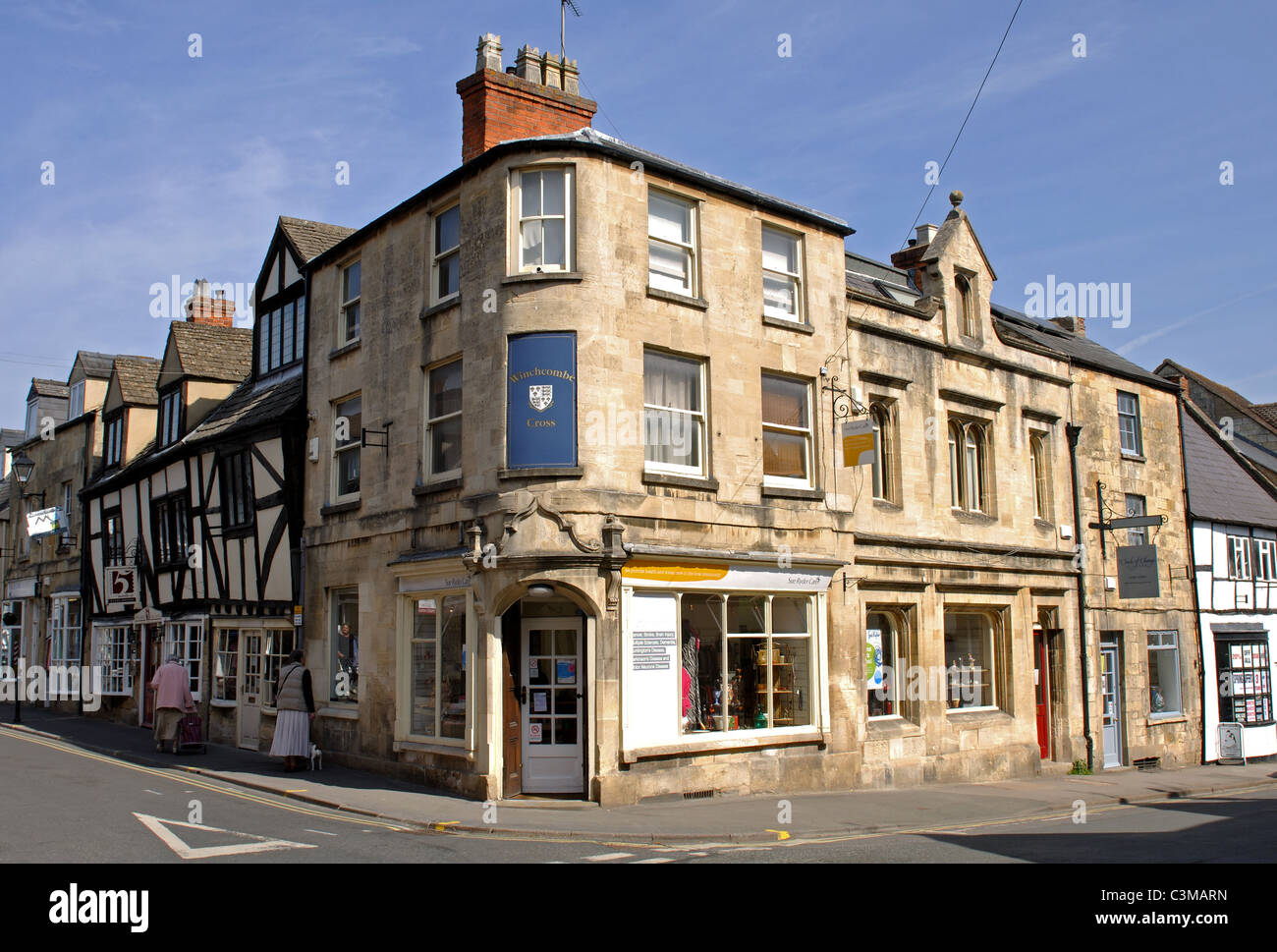 Der Ecke Nordstraße und High Street, Winchcombe, Gloucestershire, England, UK Stockfoto