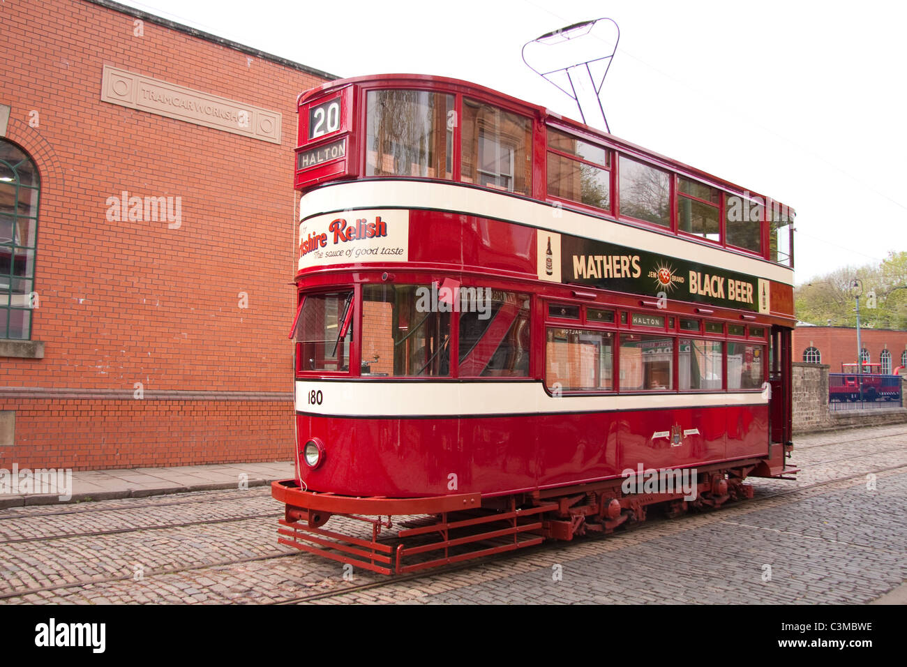 Straßenbahn Nr. 180, Leeds 1931 Crich Straßenbahn Museum Stockfoto