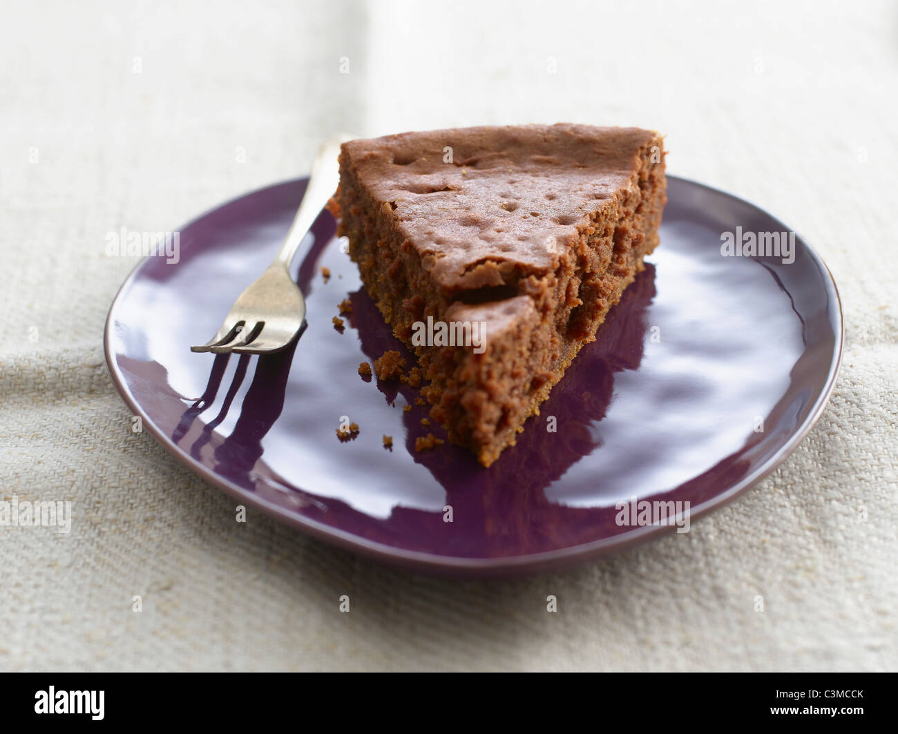 Teller mit reinen Brownie Kuchen, Nahaufnahme Stockfoto