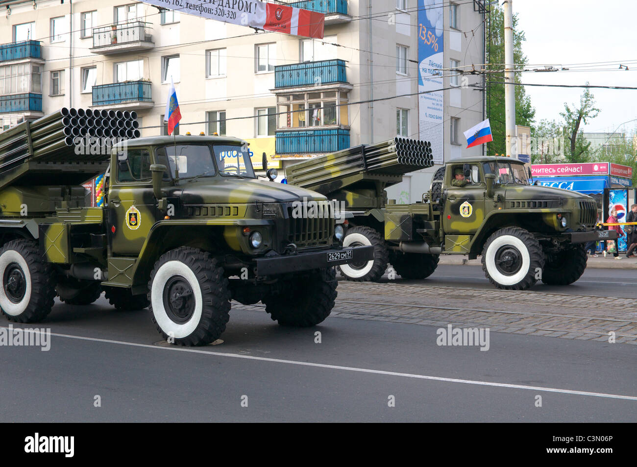 Siegesparade in Kaliningrad. Russland - 9. Mai 2011. Stockfoto