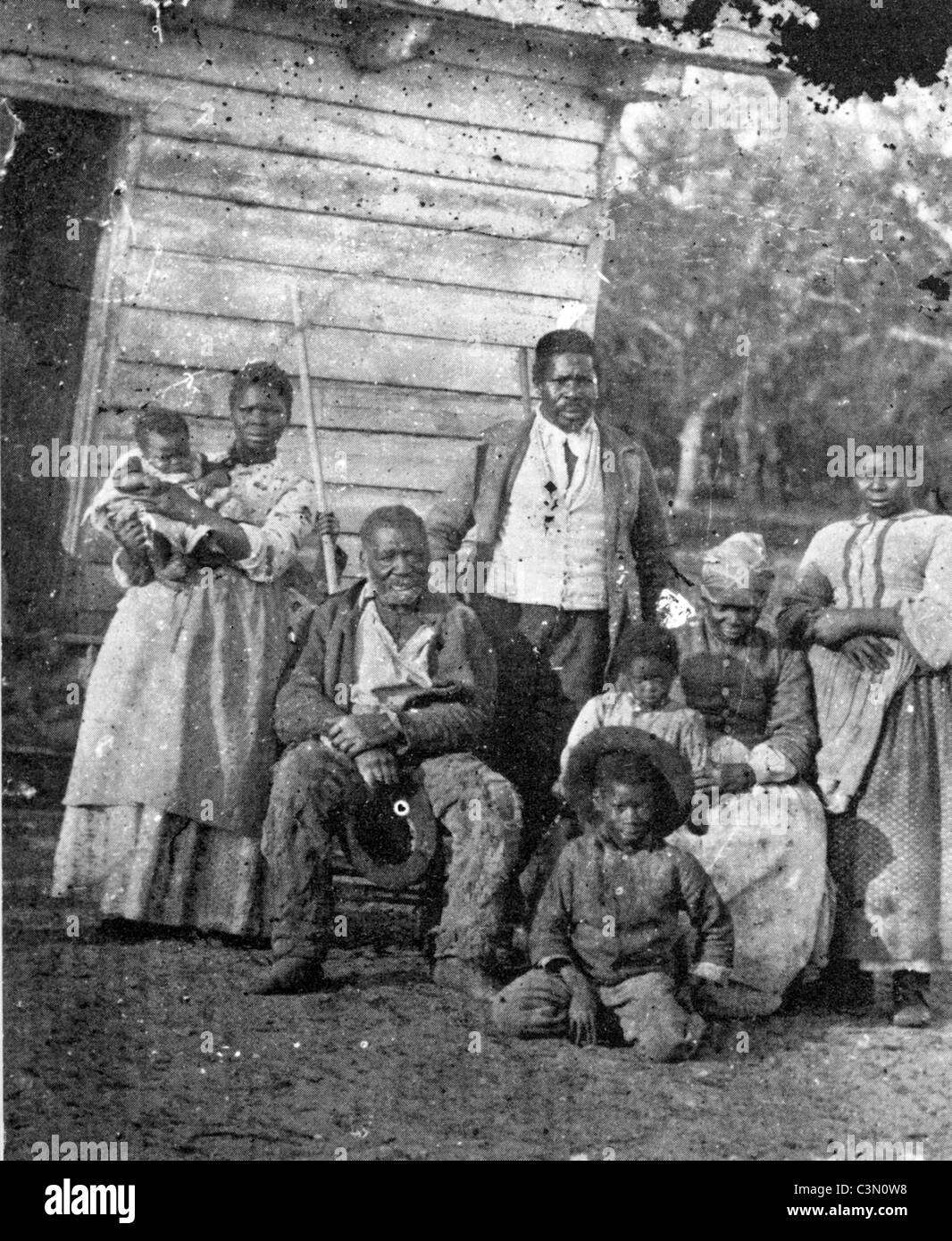 Nicht identifizierte Familiengruppe Sklaverei im Süden der USA über 1860 Stockfoto