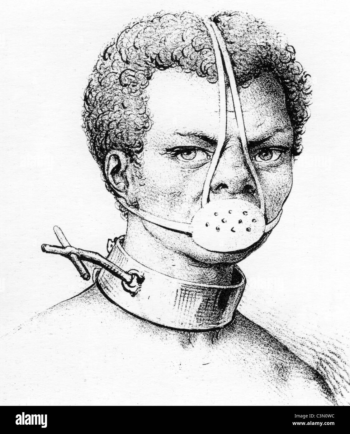 Sklaverei brasilianische Sklaven mit Strafe Maske über 1860 Stockfoto