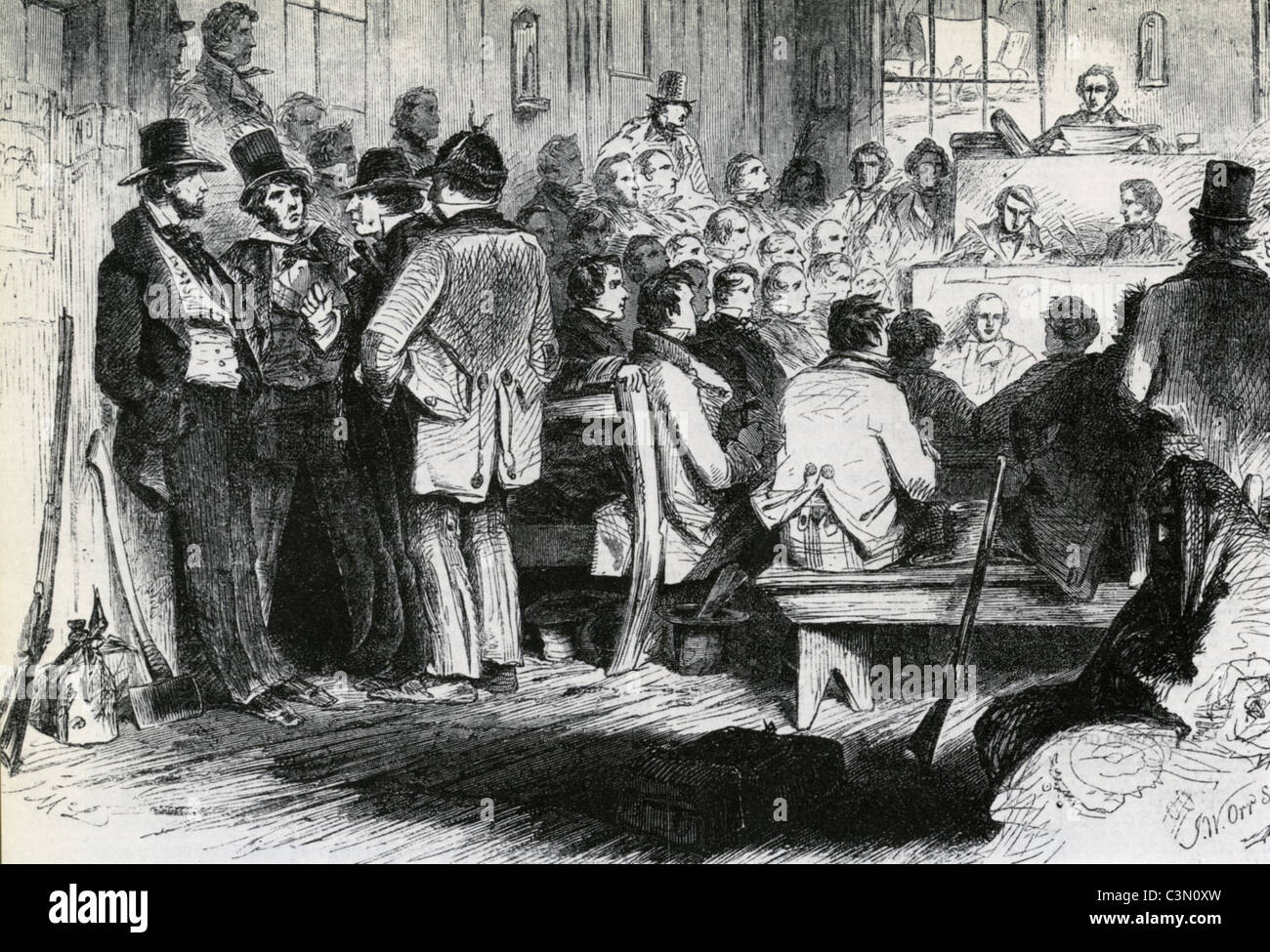 Sklaverei-Delegierten zu einer freien Zustand-Convention in Topeka, Kansas, am 15. Dezember 1855 Stockfoto
