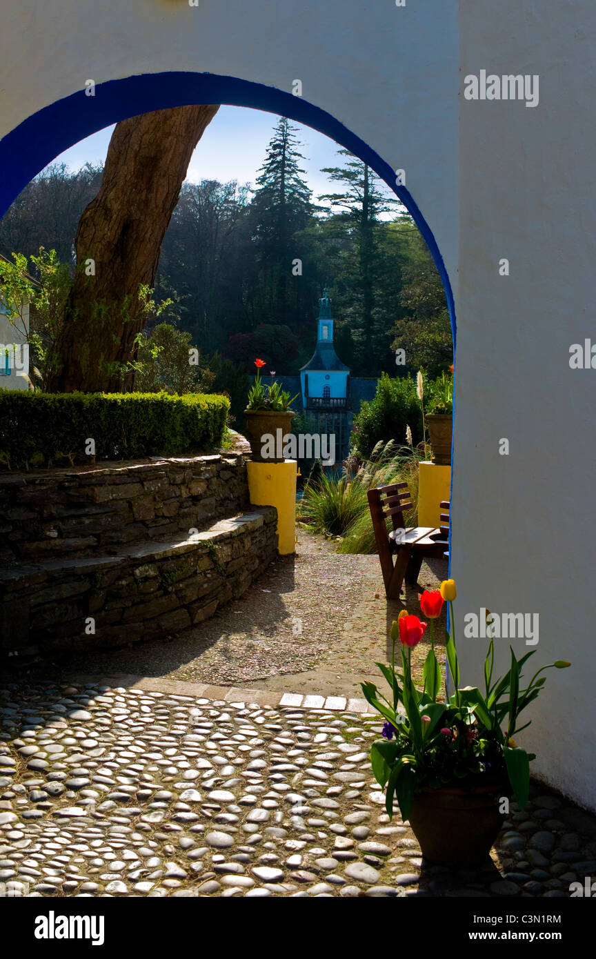 Frühling am Portmerion, Wales Stockfoto