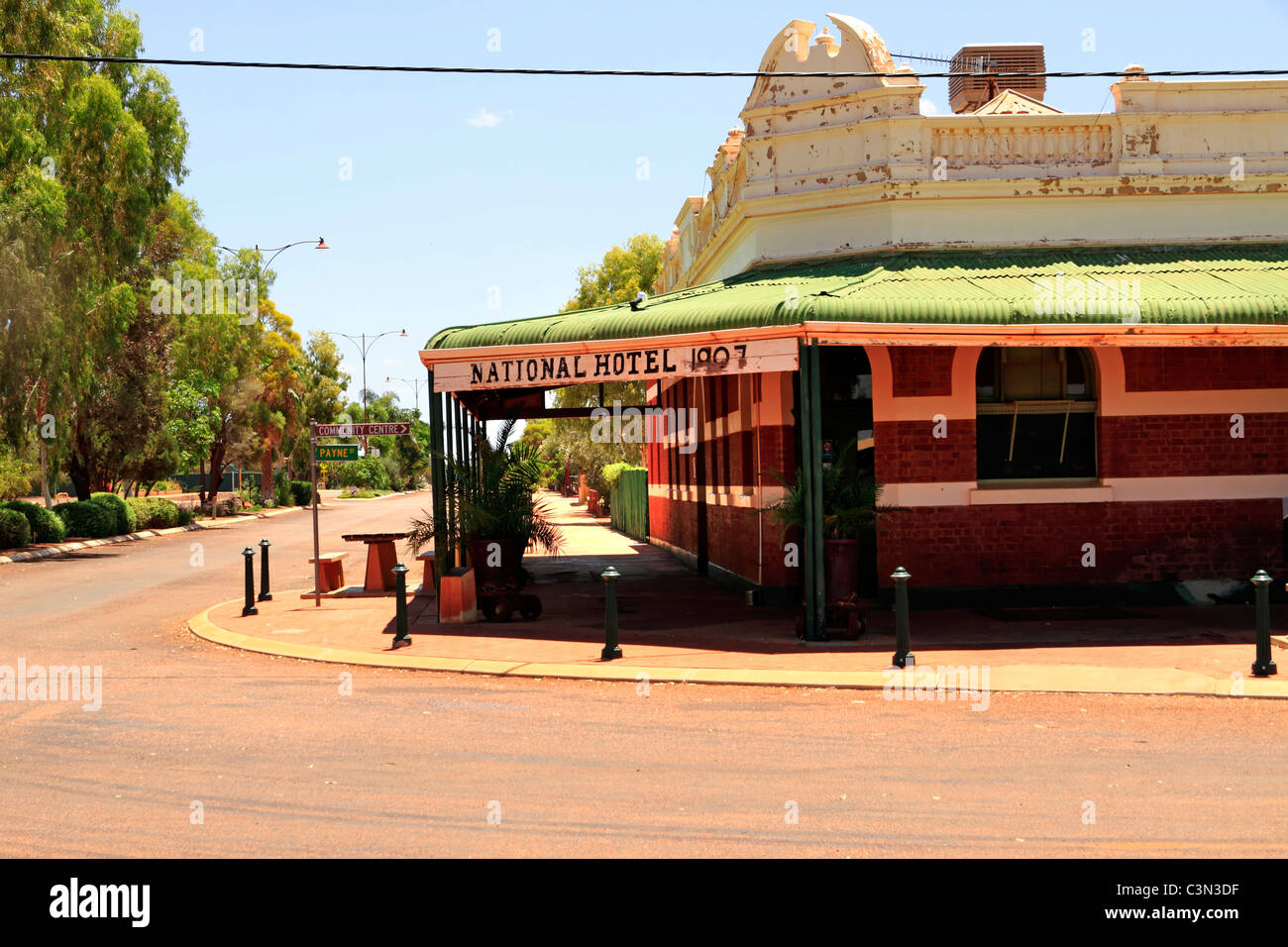 Historisches Hotel National, Sandstein, Gascoyne Murchison Westaustralien Stockfoto