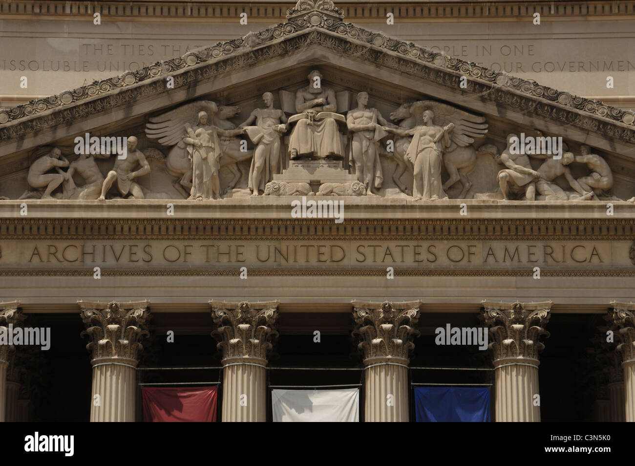 National Archives Gebäude. Von außen. Washington D.C. United States. Stockfoto