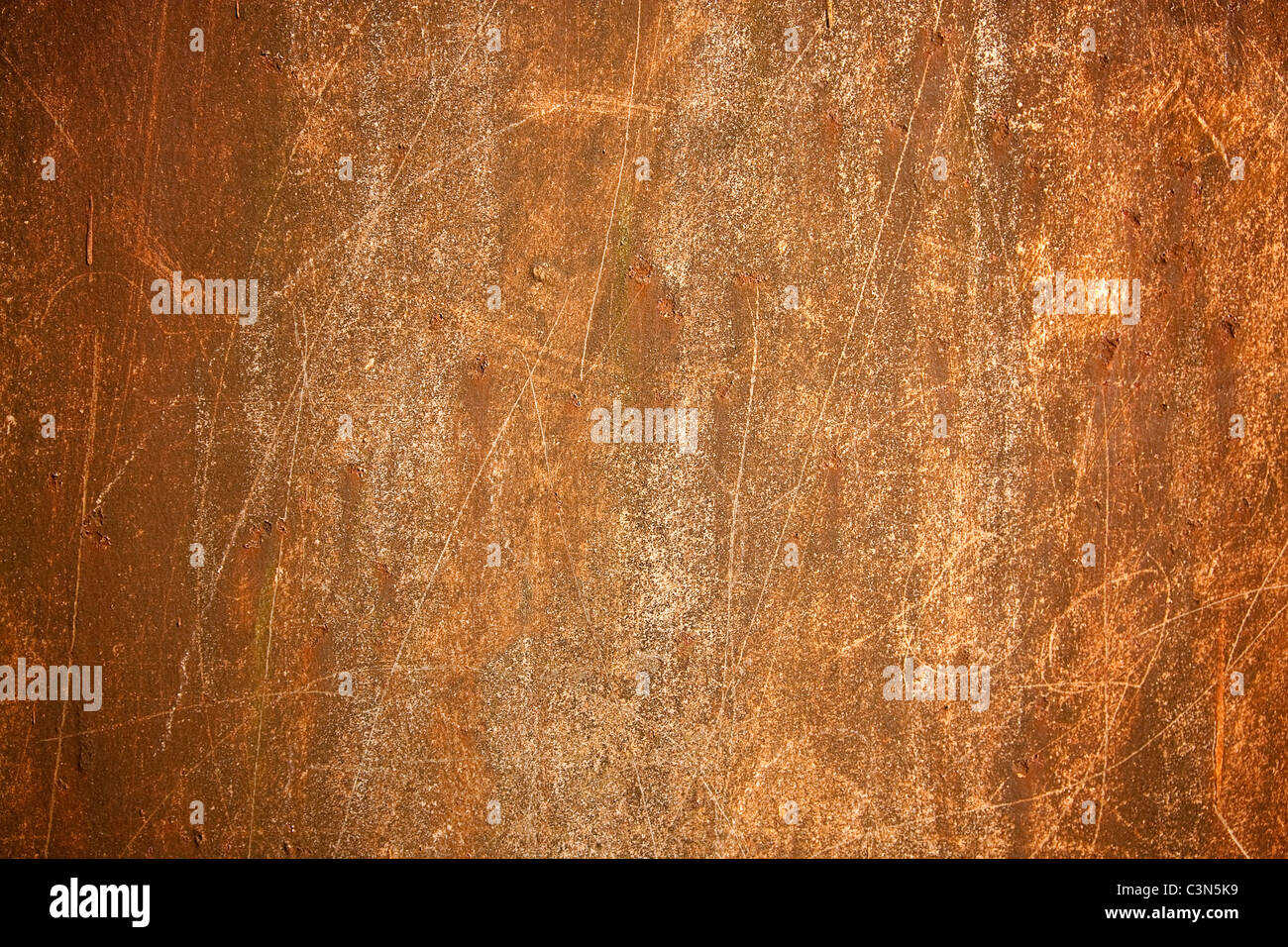 Fotografie zeigt einen rostigen Metall Hintergrund mit Scrachted Oberfläche. Stockfoto
