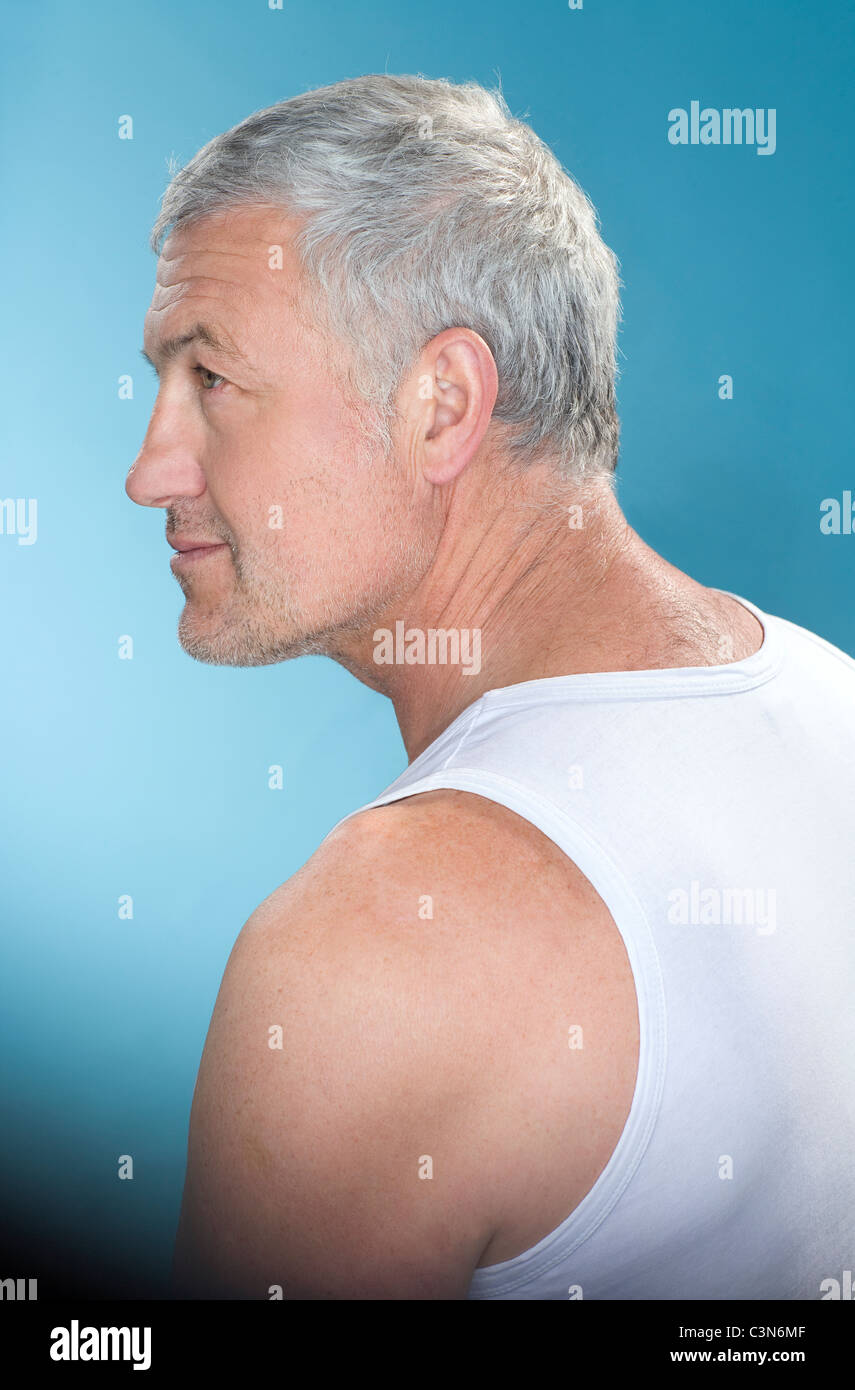 Profil-graues Haar-Mann Stockfoto
