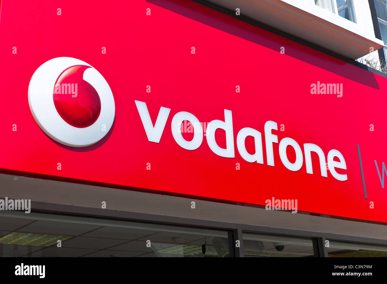 Vodafone Shop anmelden Stockfoto