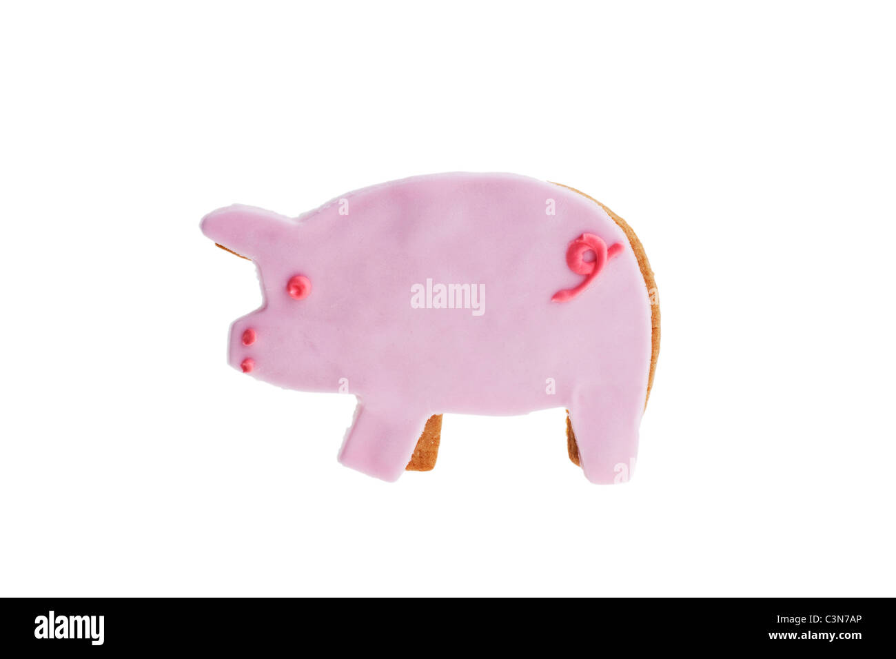 Neuheit-rosa Schwein Tier-Keks vor weißem Hintergrund Stockfoto