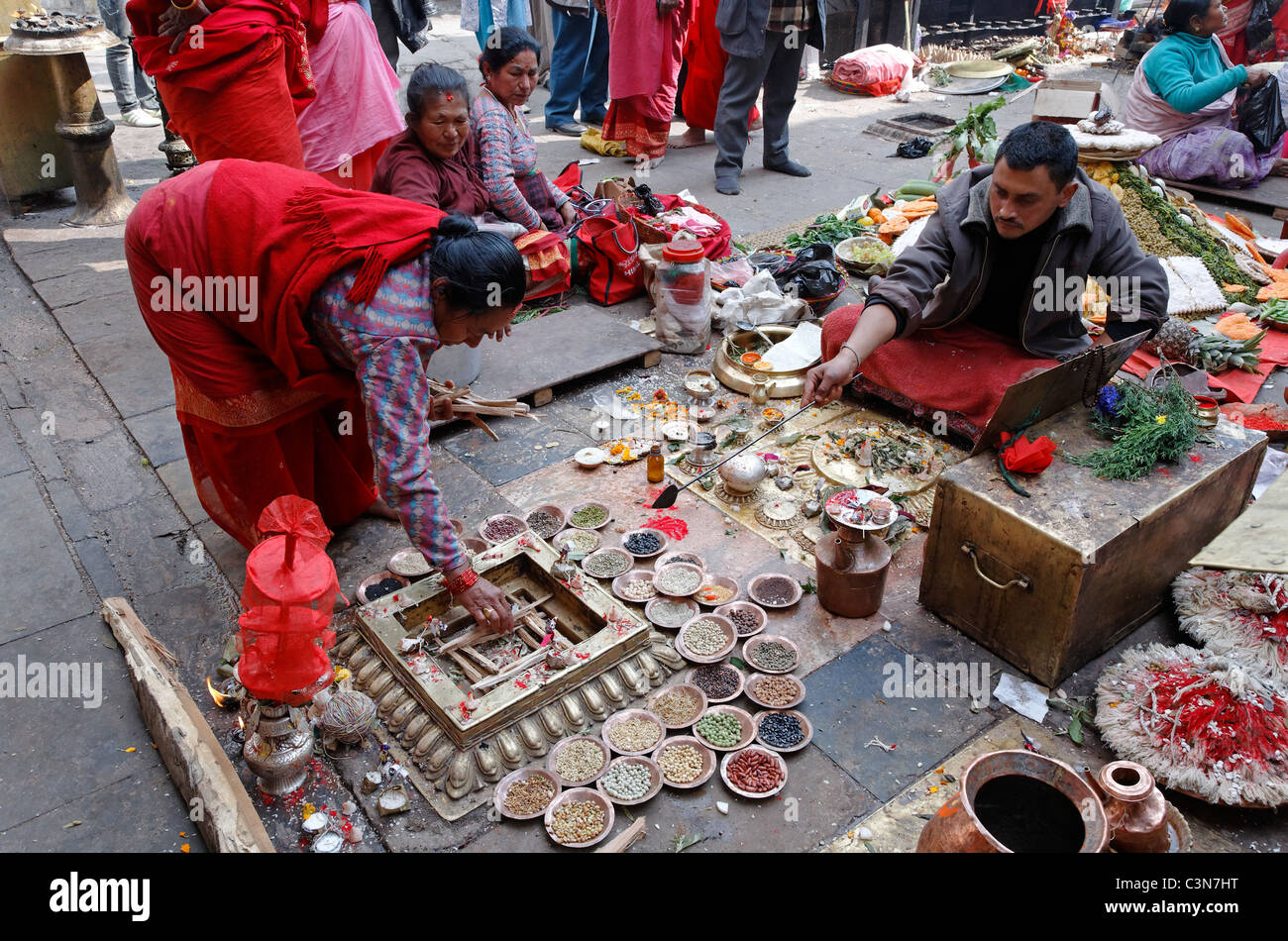 Nepal - Kathmandu - Swayambhunath, dem Affentempel - religiöses Fest Stockfoto