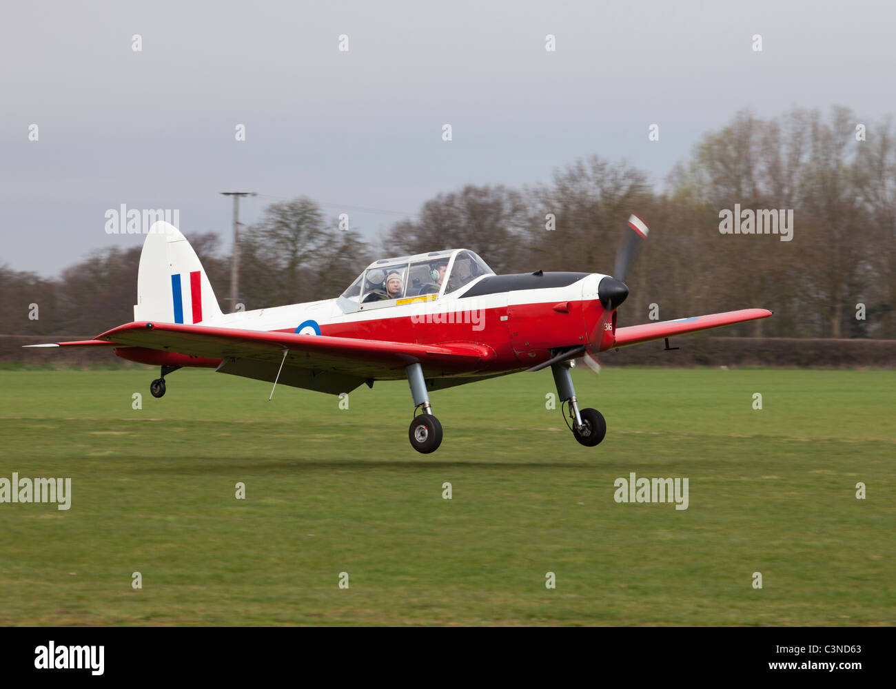 De Havilland (Kanada) DHC-1 Chipmunk T10 WG316 G-BCAH landet auf dem Breighton Flugplatz Stockfoto