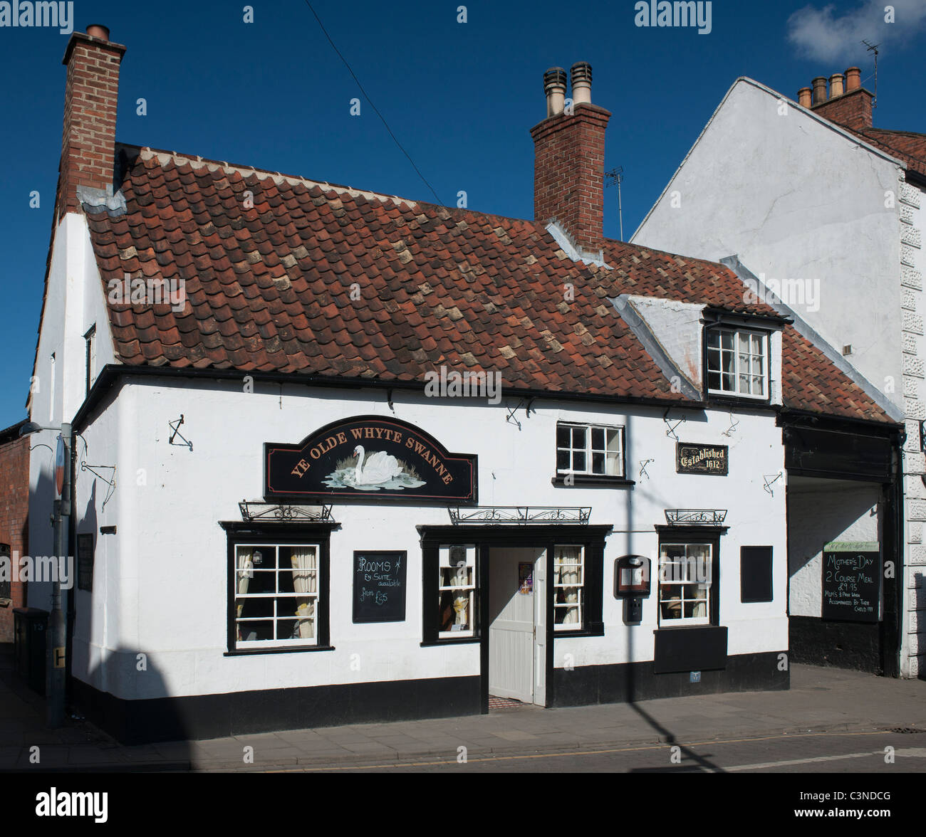 "Ye Olde weißer Swanne" Public House, Louth, Lincolnshire, England, Vereinigtes Königreich Stockfoto