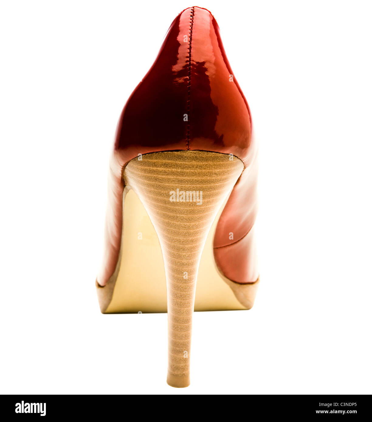 Eine high Heels von rot über weiß isoliert Stockfoto