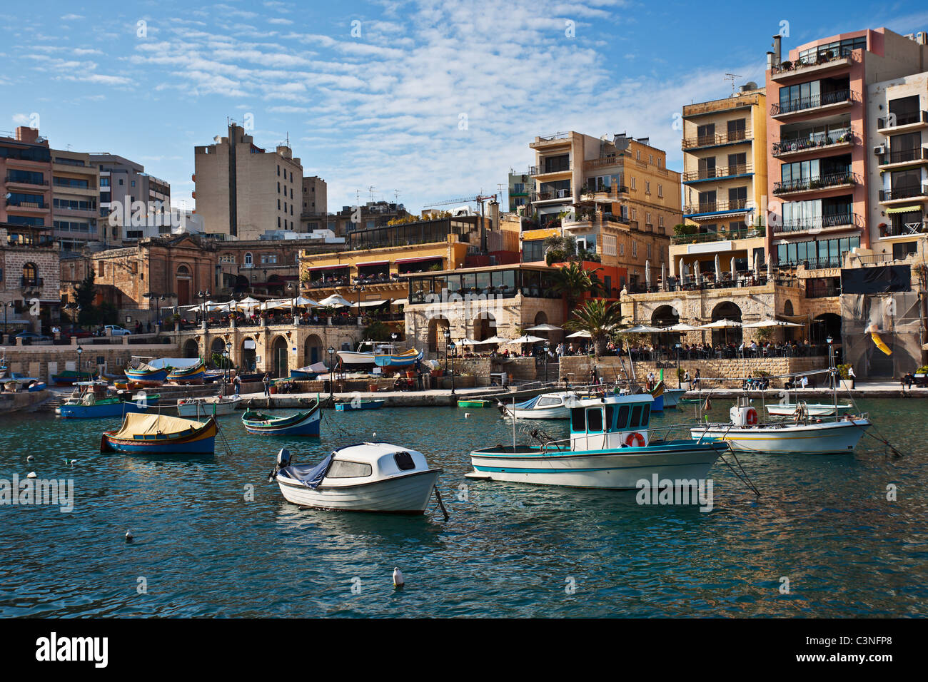 Spinola Bay, St. Julians, Malta Stockfoto