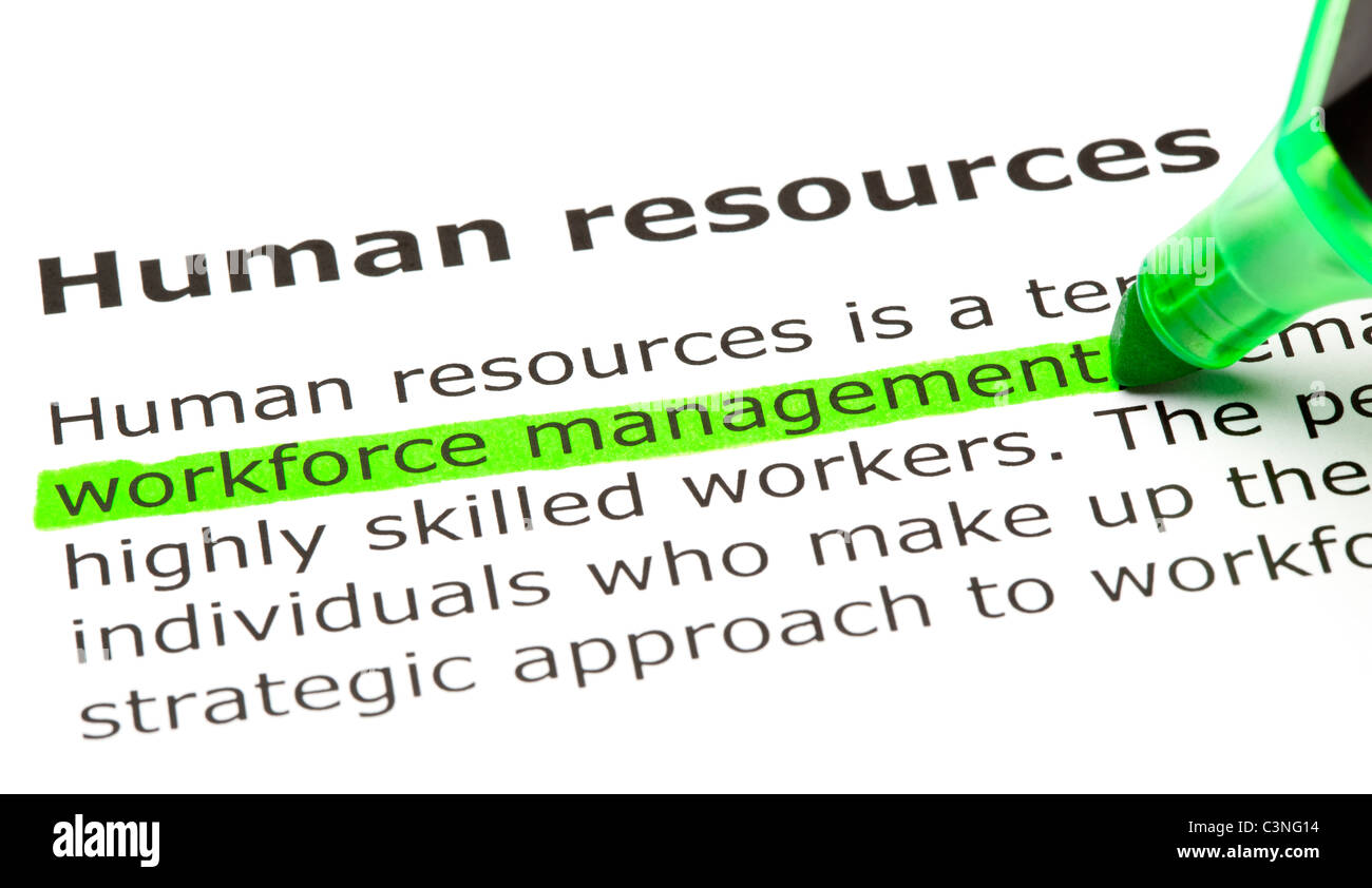 "Workforce Management" in grün, unter der Überschrift "Humanressourcen" hervorgehoben Stockfoto