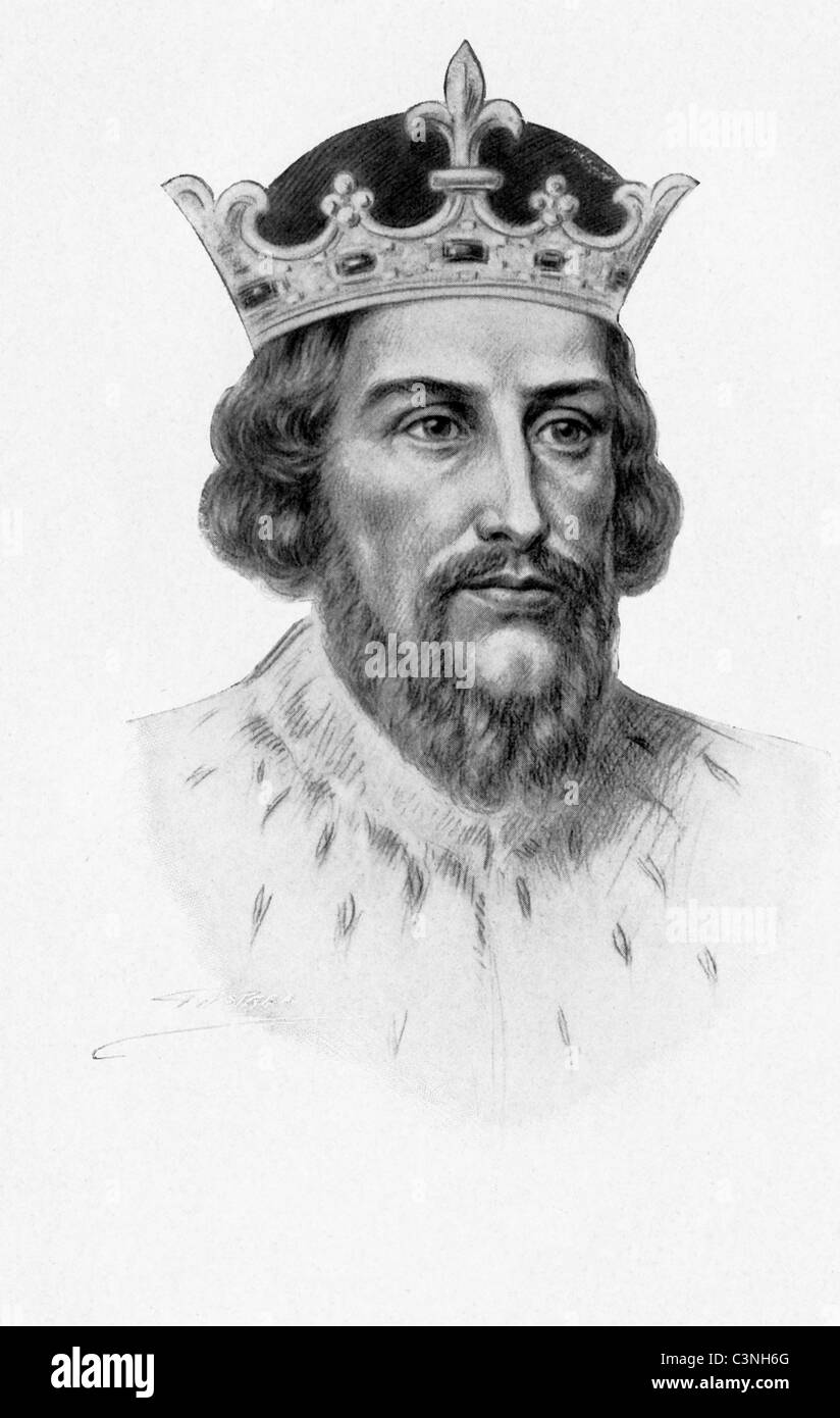 König Alfred (849-899?) war ein Overking Englands und einer der geliebten Figuren der englischen Geschichte. Stockfoto