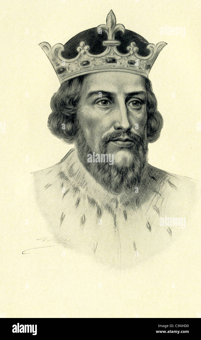 König Alfred (849-899?) war ein Overking Englands und einer der geliebten Figuren der englischen Geschichte. Stockfoto